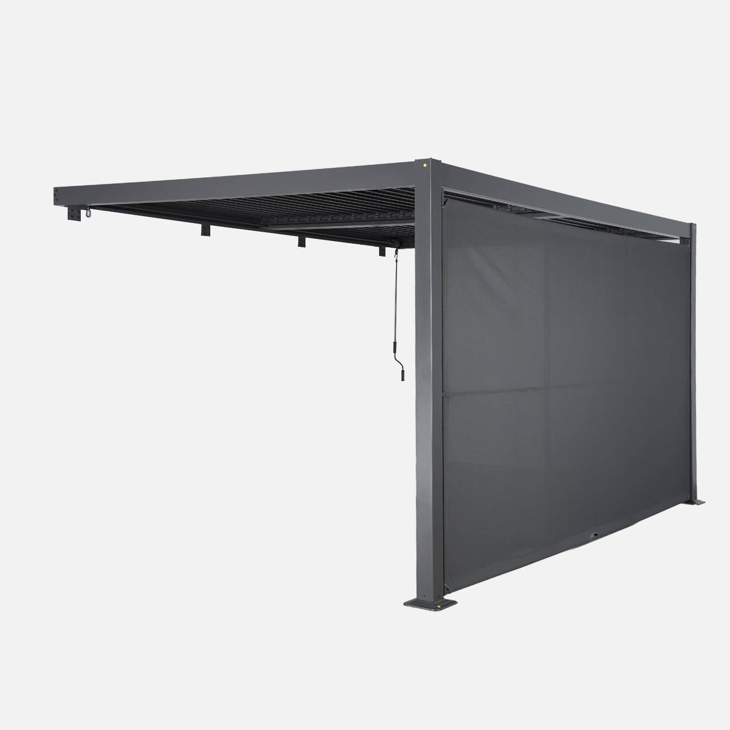 Pergola bioclimatique aluminium adossée 4x3m anthracite + 1 auvent 4m Palace Photo2
