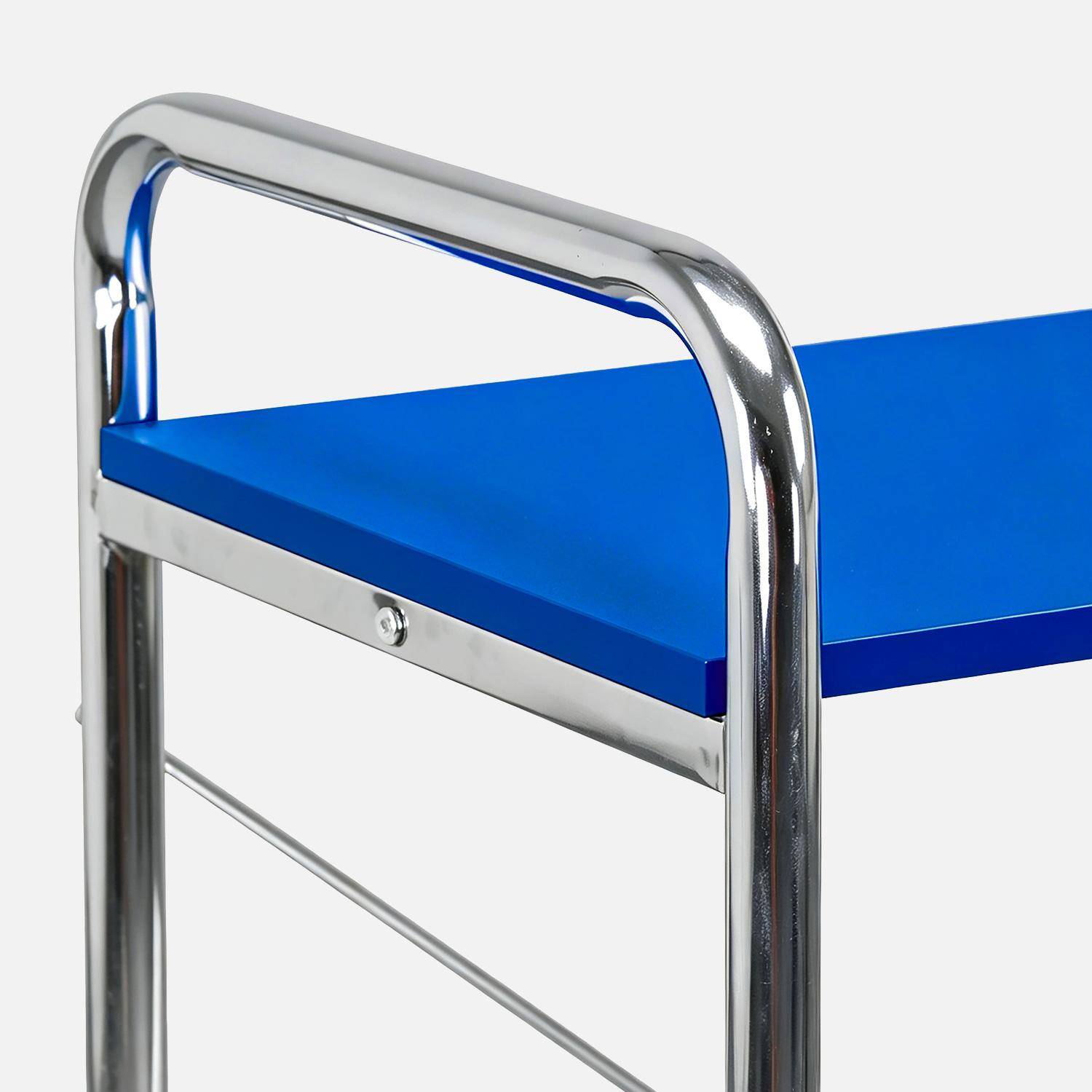 Scaffale libreria in metallo cromato ed effetto legno, 3 livelli, Lennox, Blu scuro, 80x40x103.5 cm Photo4