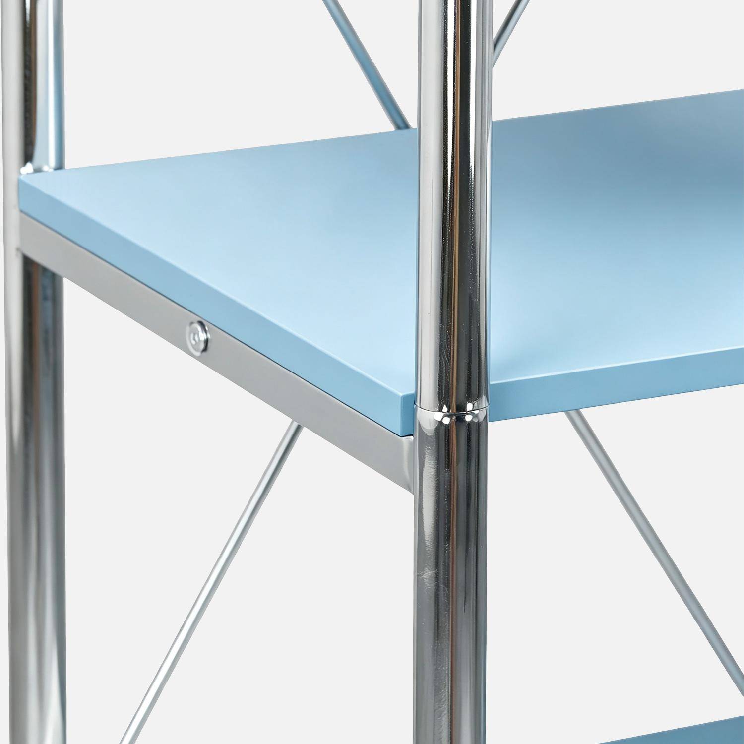 Etagère métal chromé et décor bois 5 niveaux bleu clair - Lennox Photo4