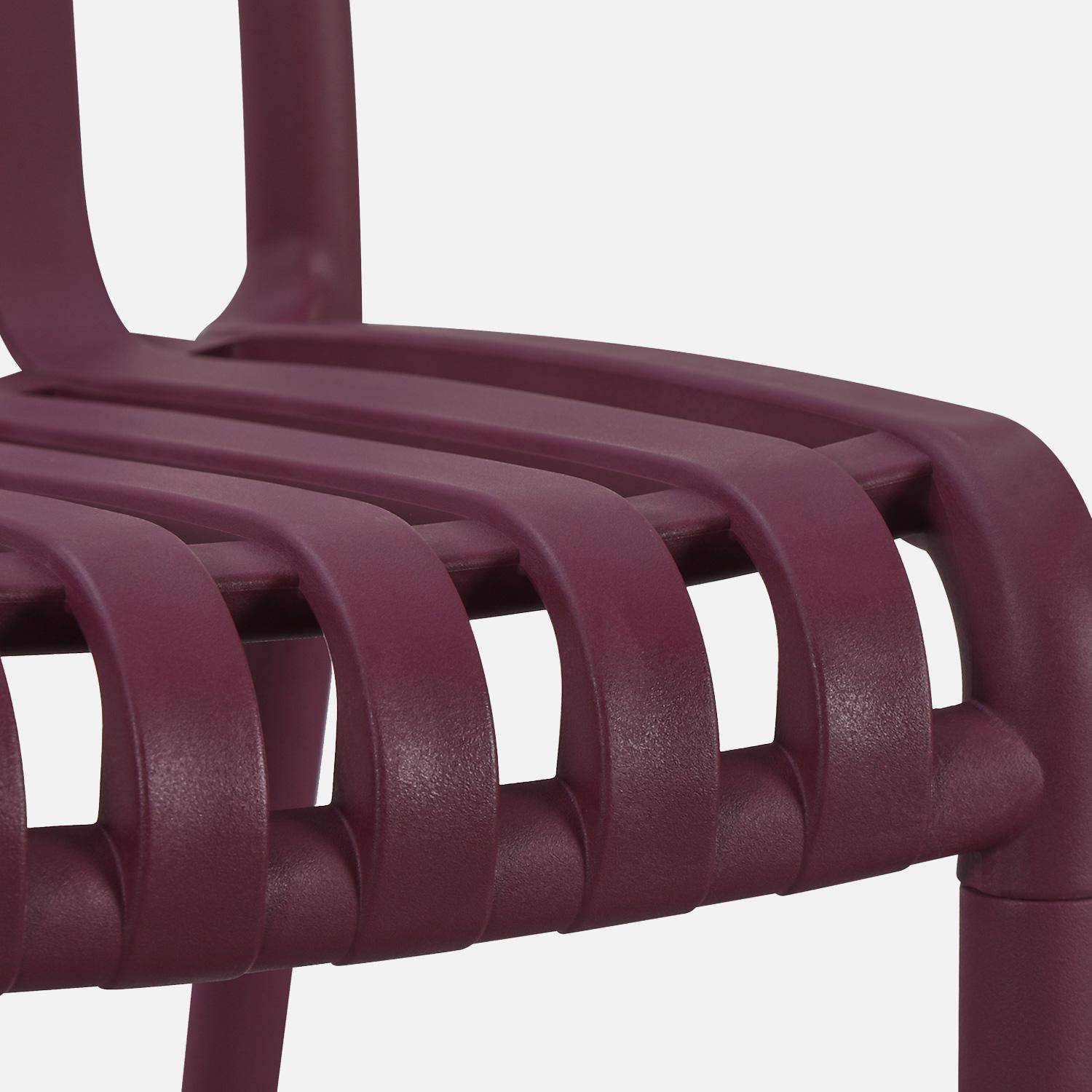 Set 4 sedie da giardino impilabili in plastica, Agathe, Bordeaux, 59x51x80.5 cm Photo6