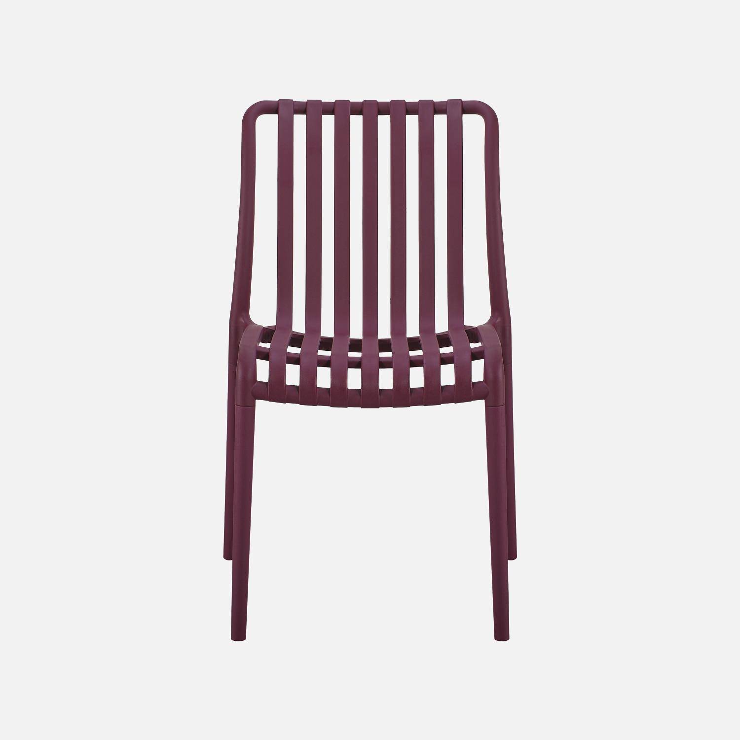 Set 4 sedie da giardino impilabili in plastica, Agathe, Bordeaux, 59x51x80.5 cm,sweeek,Photo4