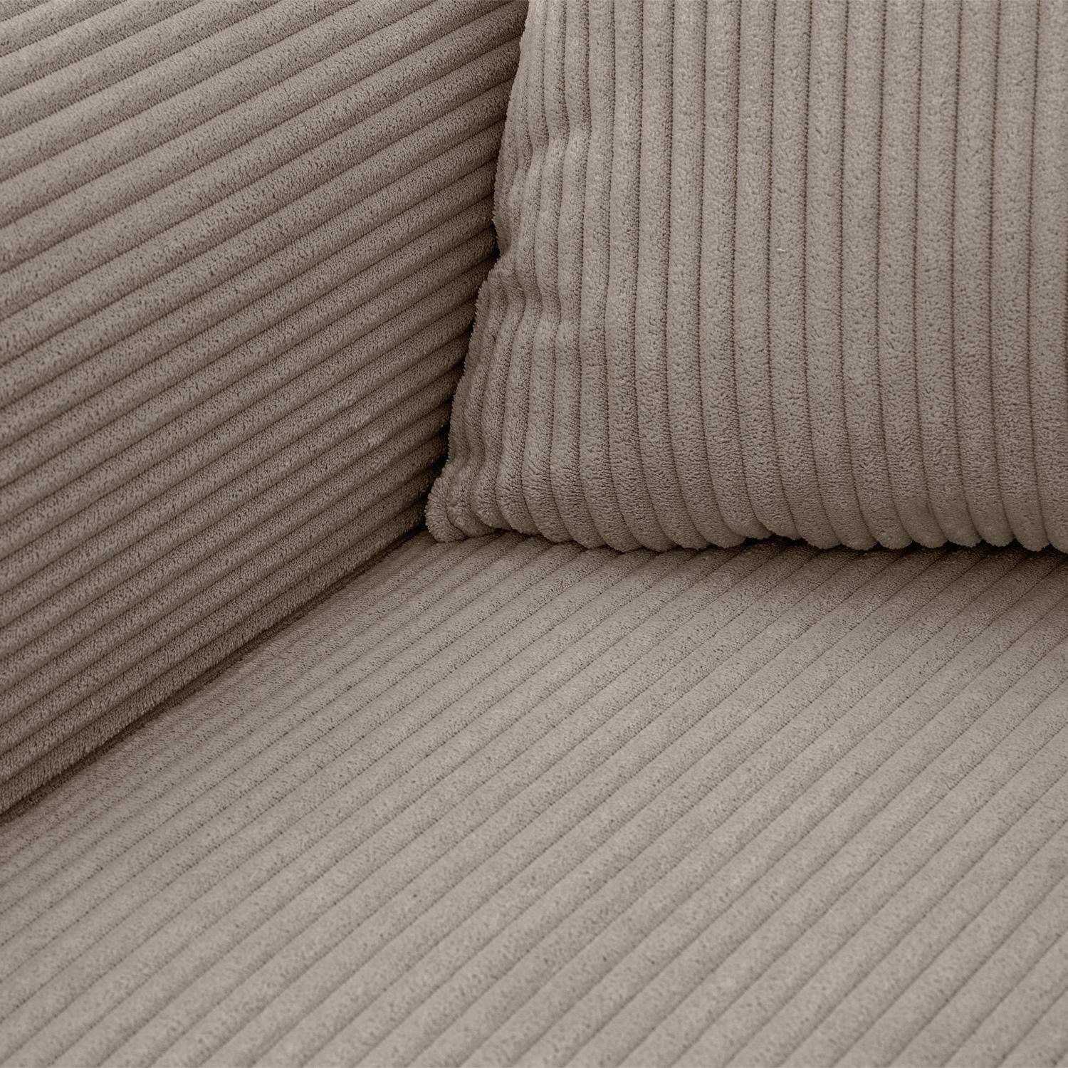 Canapé convertible 3 places velours côtelé avec coffre de rangement taupe - Almo,sweeek,Photo7