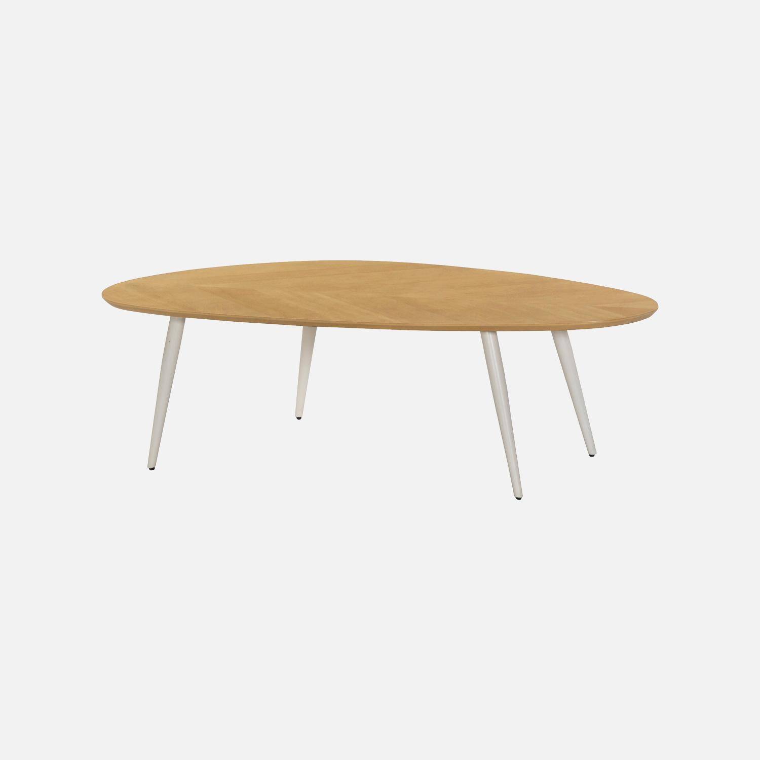 Table basse organique décor bois placage manguier naturel piètement acier - Vanya,sweeek,Photo1