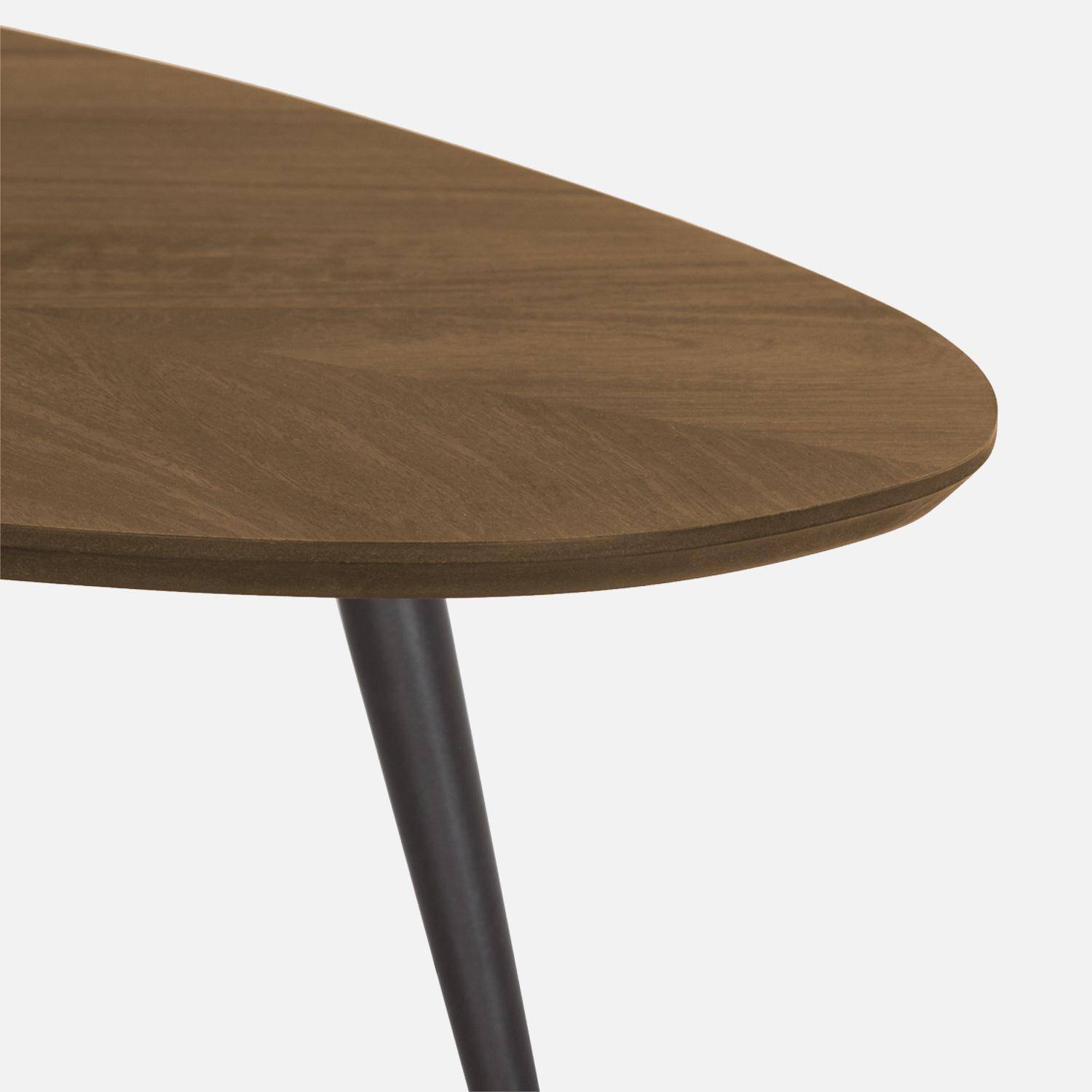 Table basse organique décor bois placage manguier noyer piètement acier - Vanya,sweeek,Photo3