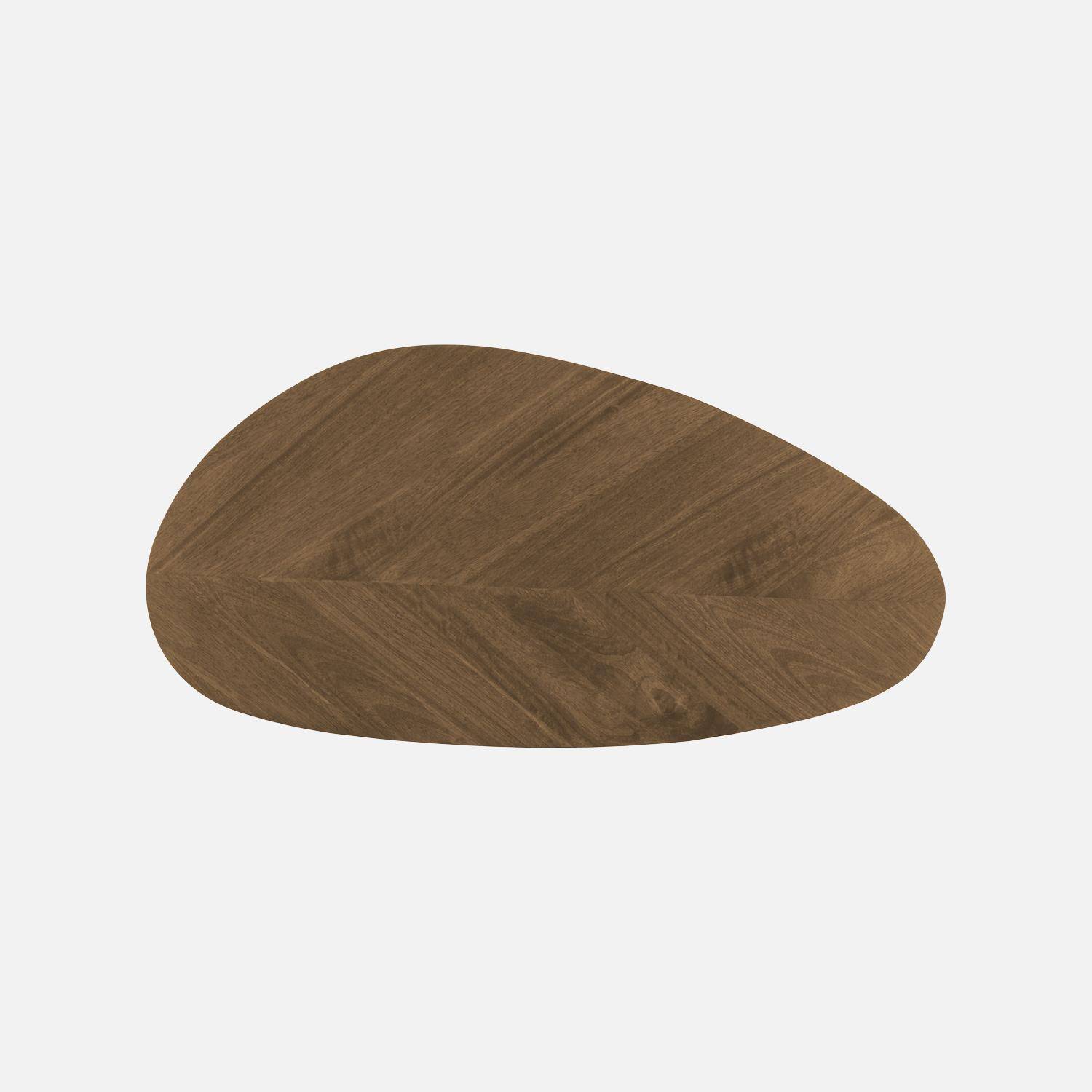 Table basse organique décor bois placage manguier noyer piètement acier - Vanya Photo2