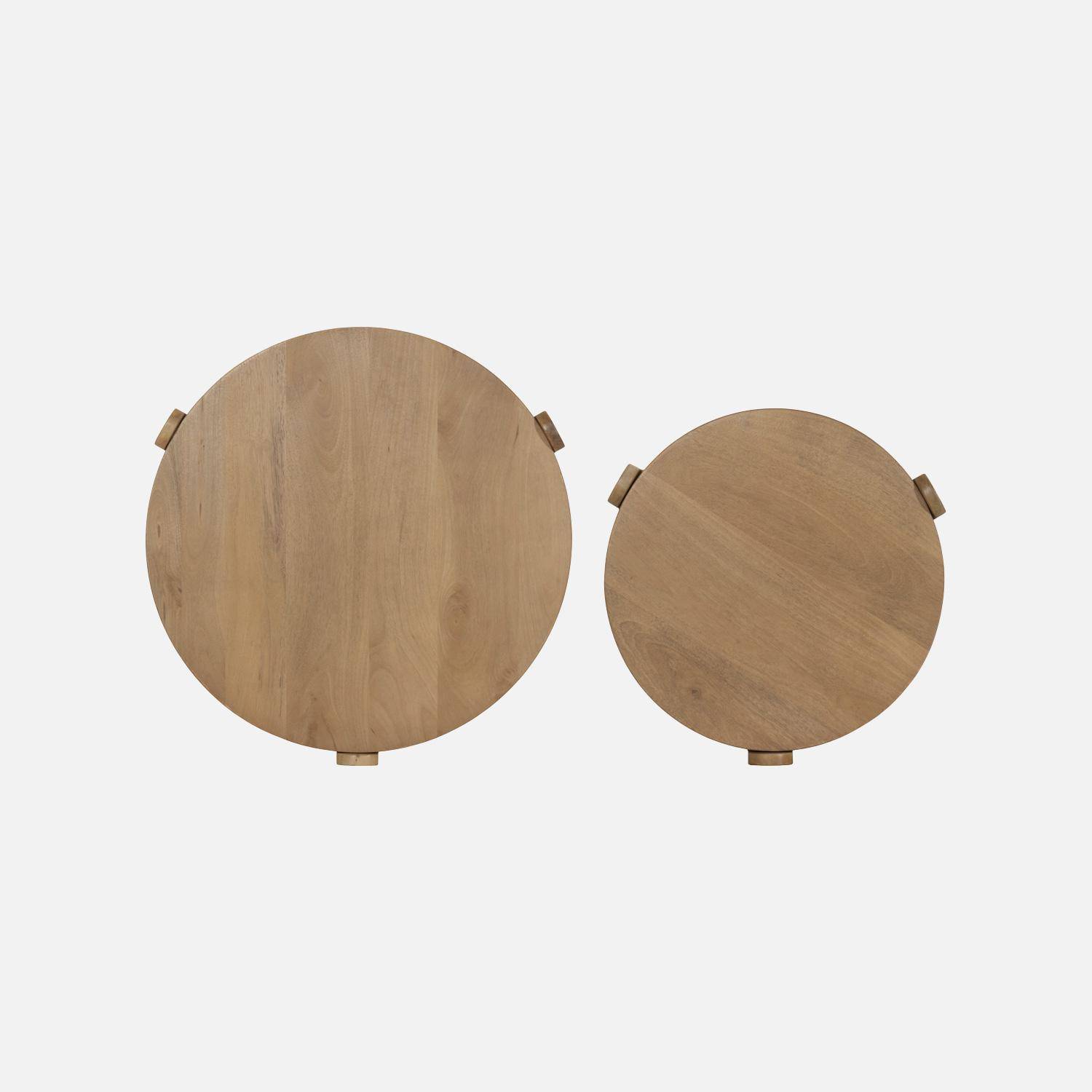 Set de 2 tables basses rondes bois de manguier naturel - Pallavi,sweeek,Photo4