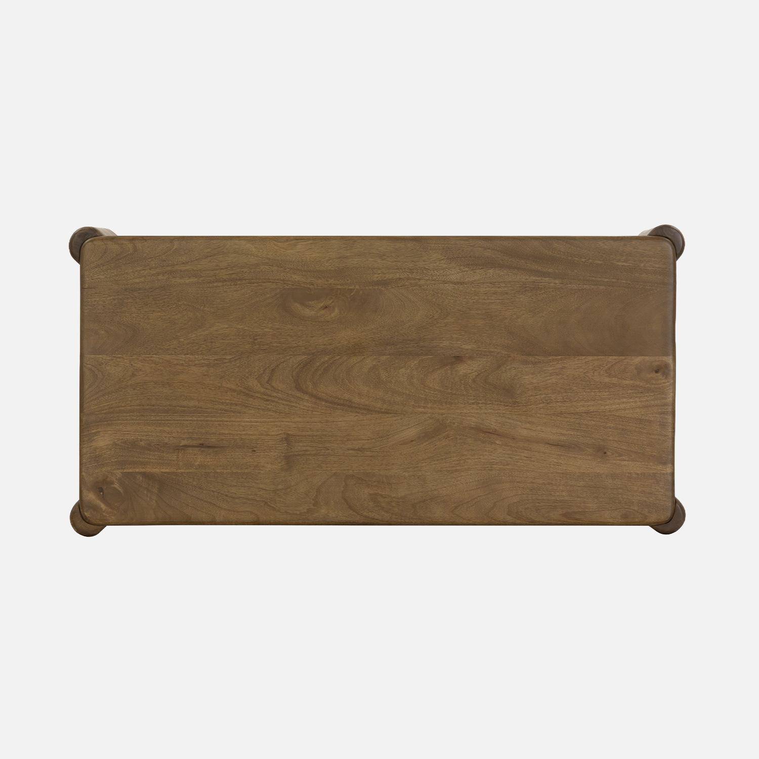 Table basse exotique rectangulaire bois de manguier noyer - Petra Photo3