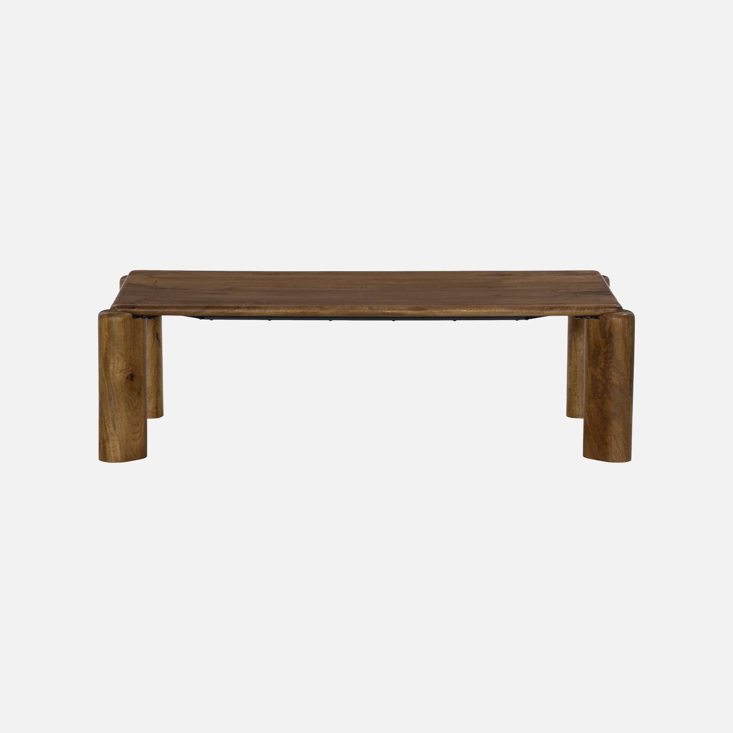 Table basse exotique rectangulaire bois de manguier noyer - Petra Photo2