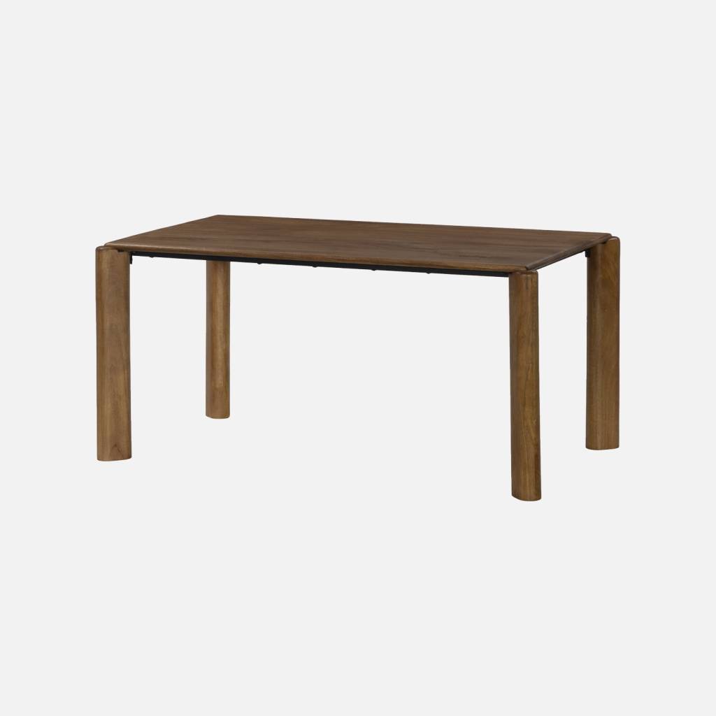 Table à manger exotique rectangulaire bois de manguier 6 places noyer