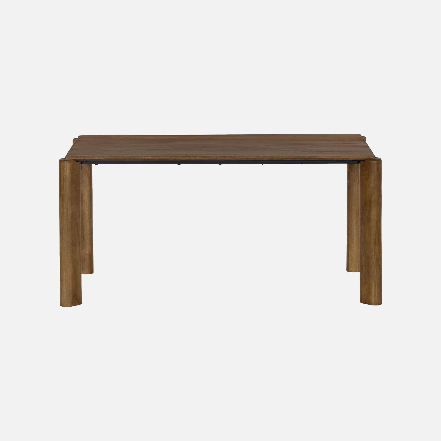 Table à manger exotique rectangulaire bois de manguier 6 places noyer - Petra Photo2