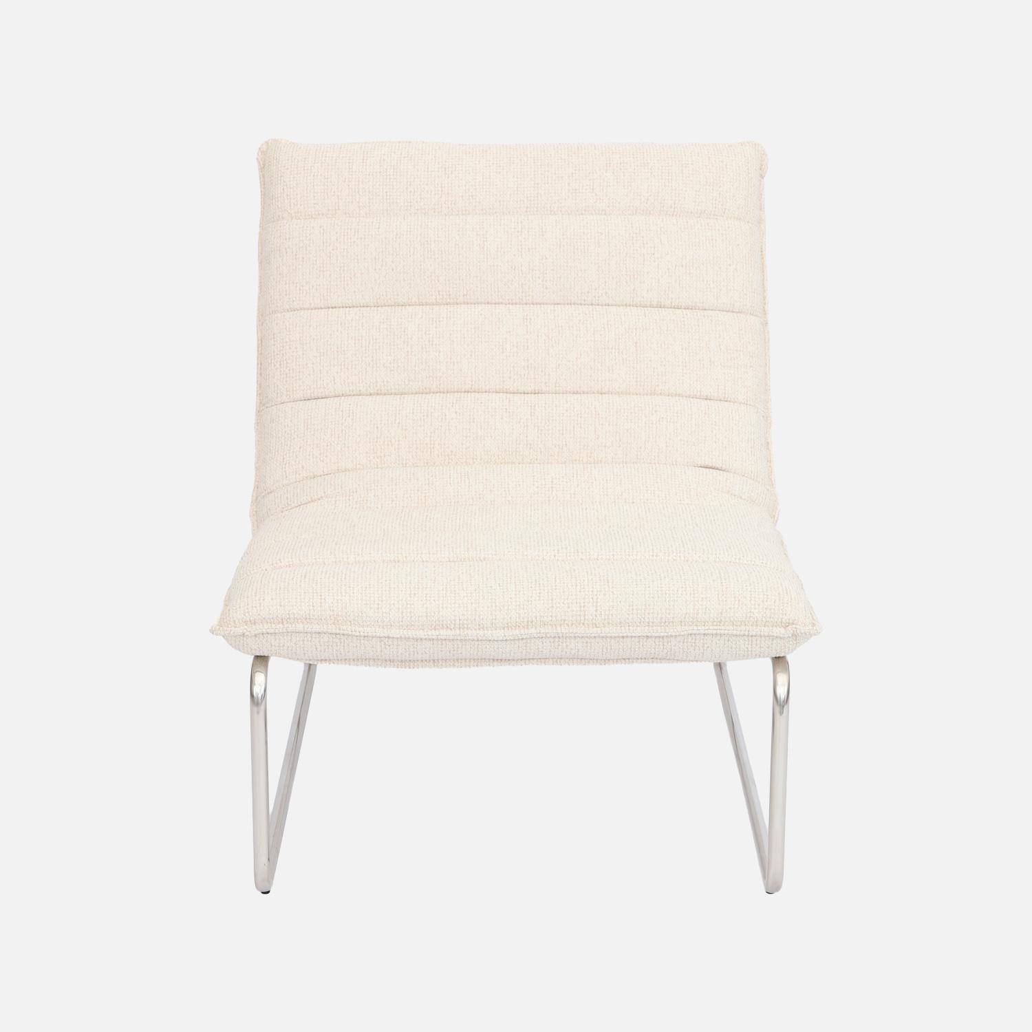 Sillón de tela chenilla con estructura cromada, Silver, Beige, 67x82x76 cm Photo3