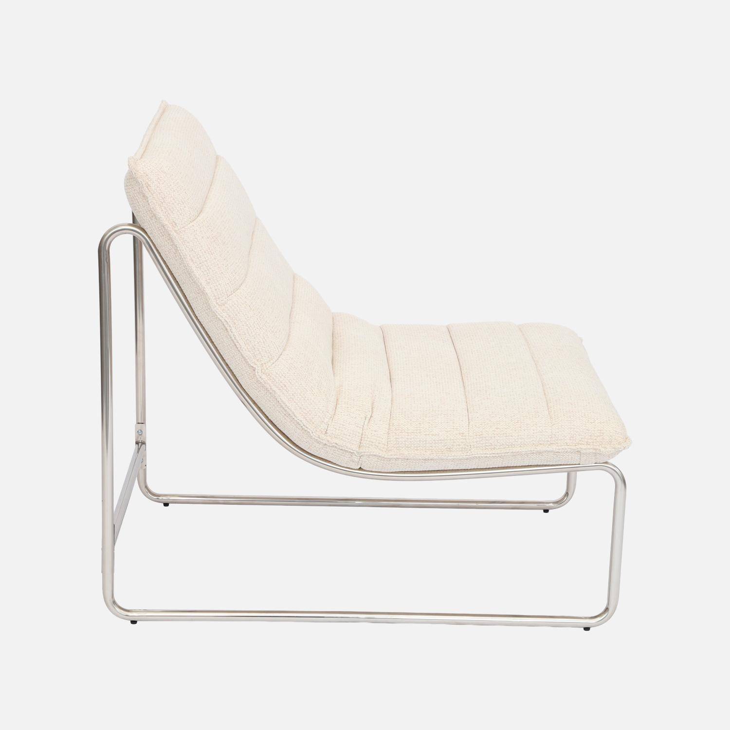 Sillón de tela chenilla con estructura cromada, Silver, Beige, 67x82x76 cm,sweeek,Photo4