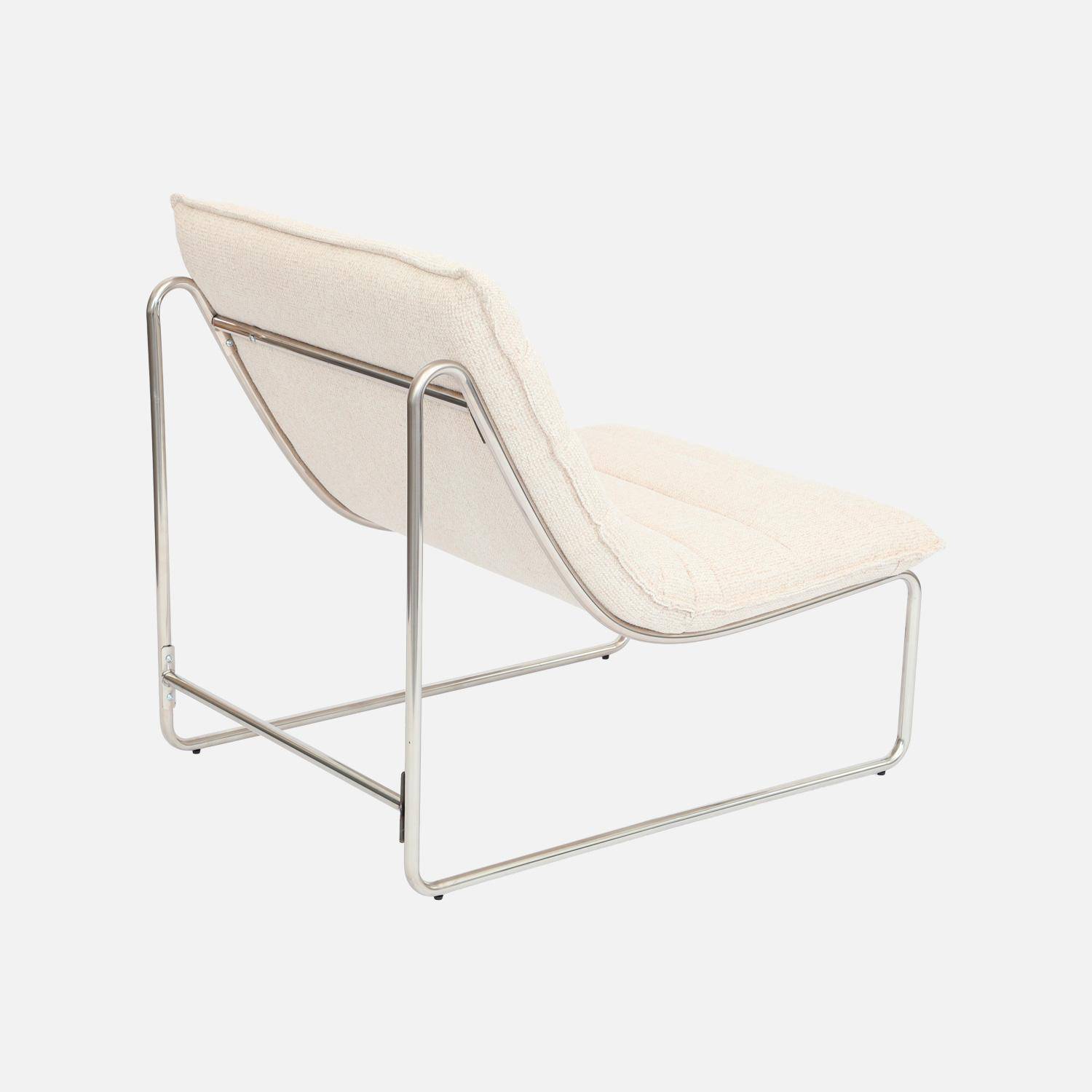 Sillón de tela chenilla con estructura cromada, Silver, Beige, 67x82x76 cm Photo5
