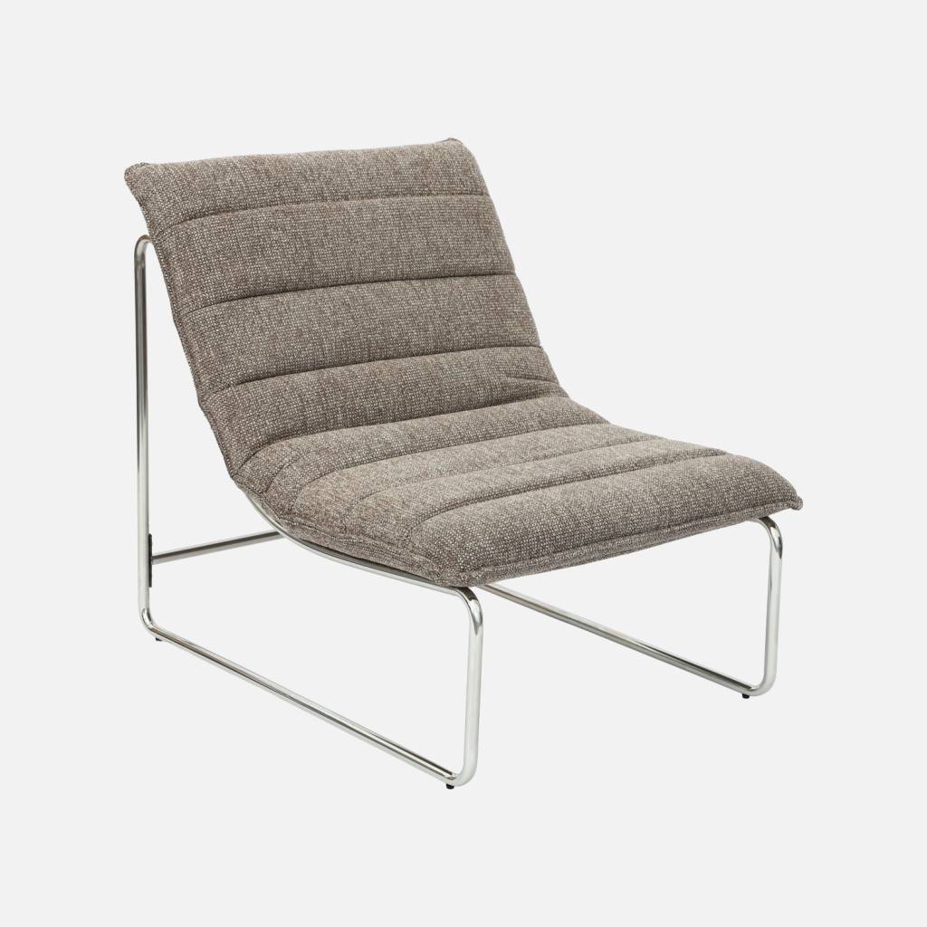 Fauteuil tissu chenille armature chromée taupe