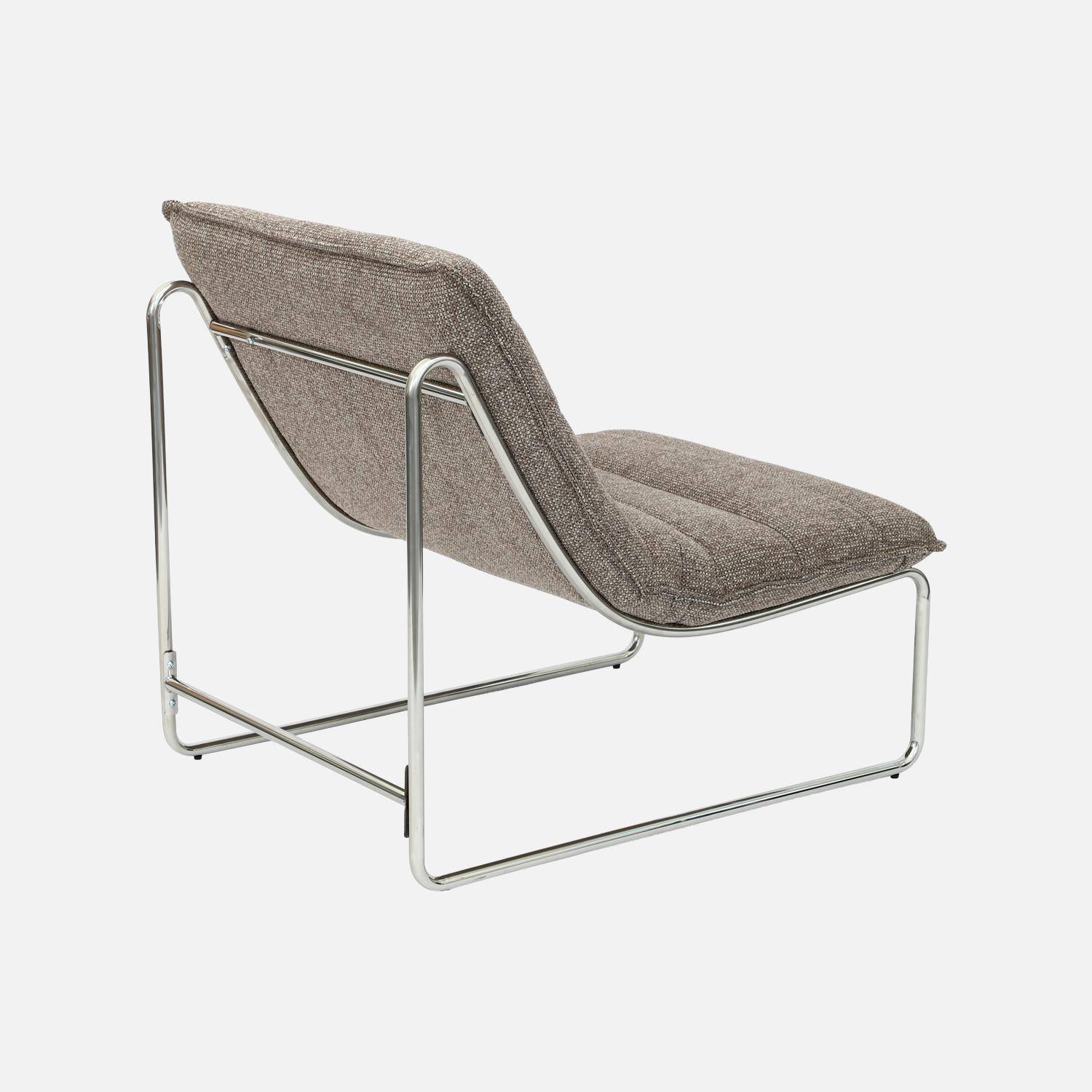 Sillón de tela chenilla con estructura cromada, Silver, Pardo, 67x82x76 cm Photo5