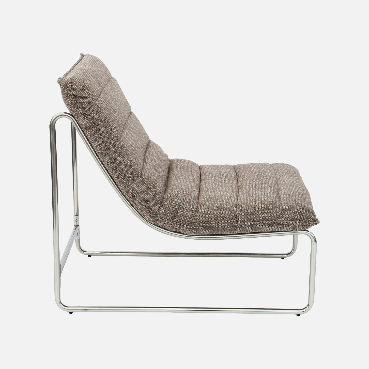 Sillón de tela chenilla con estructura cromada, Silver, Pardo, 67x82x76 cm,sweeek,Photo4