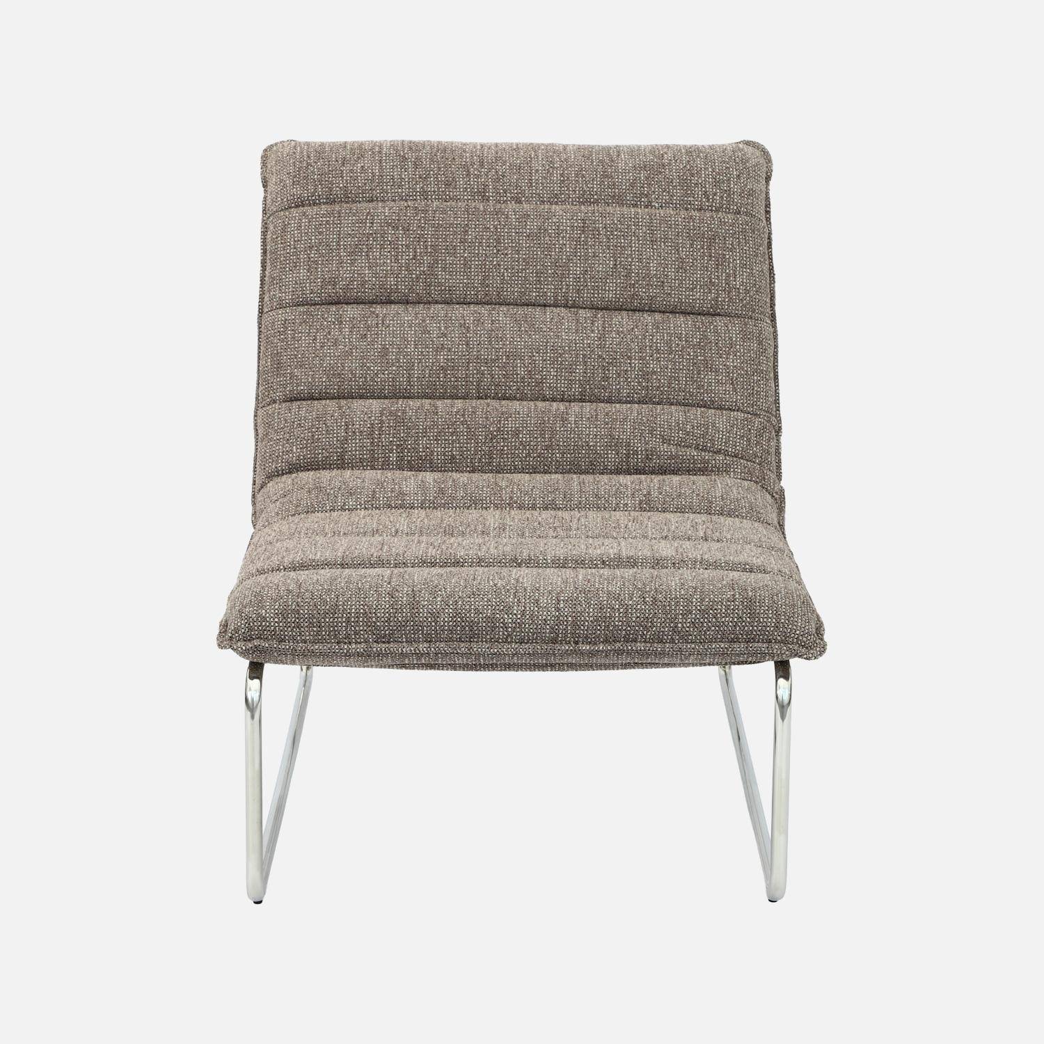 Sillón de tela chenilla con estructura cromada, Silver, Pardo, 67x82x76 cm Photo3