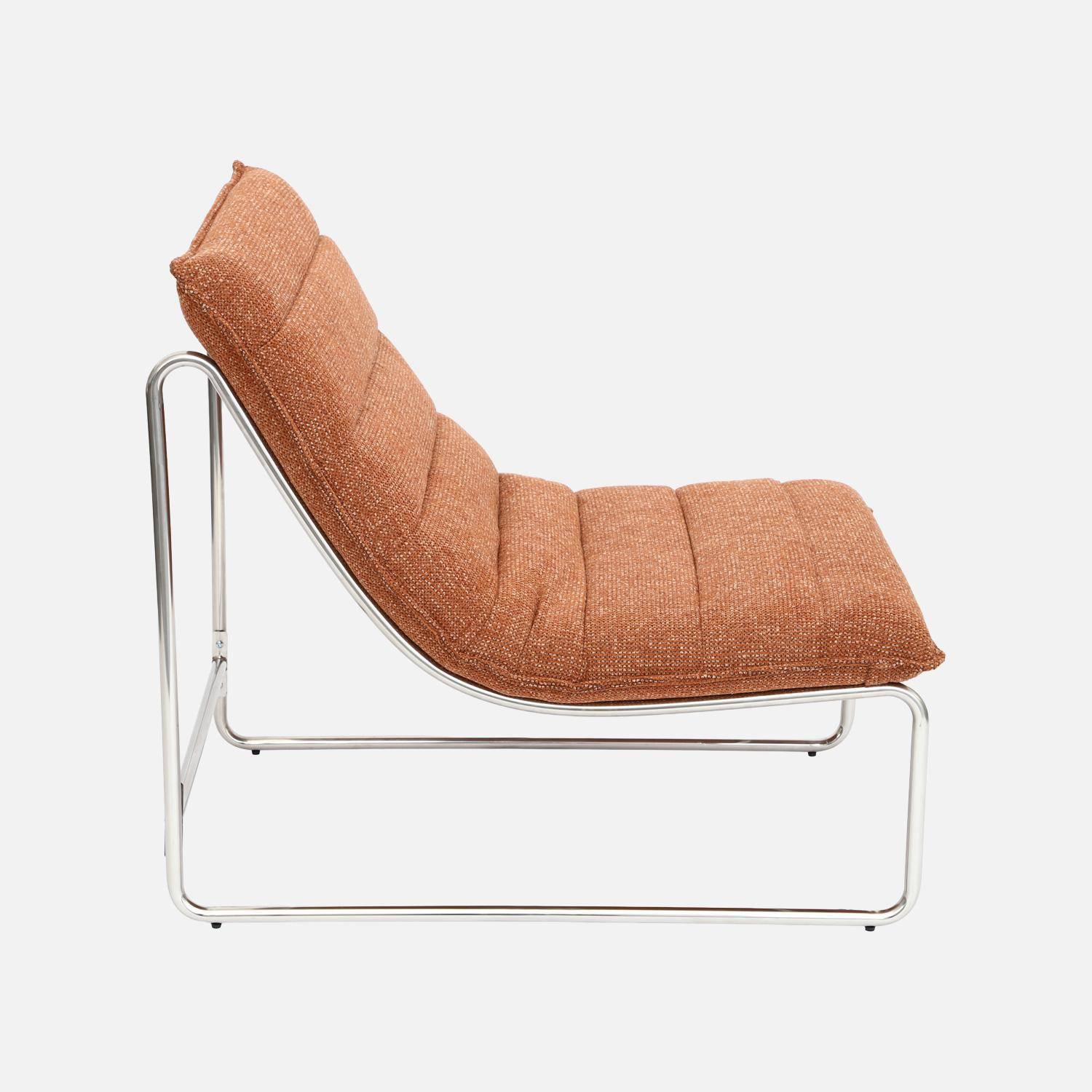 Fauteuil relax tissu chenille armature chromée terracotta - Silver Photo5