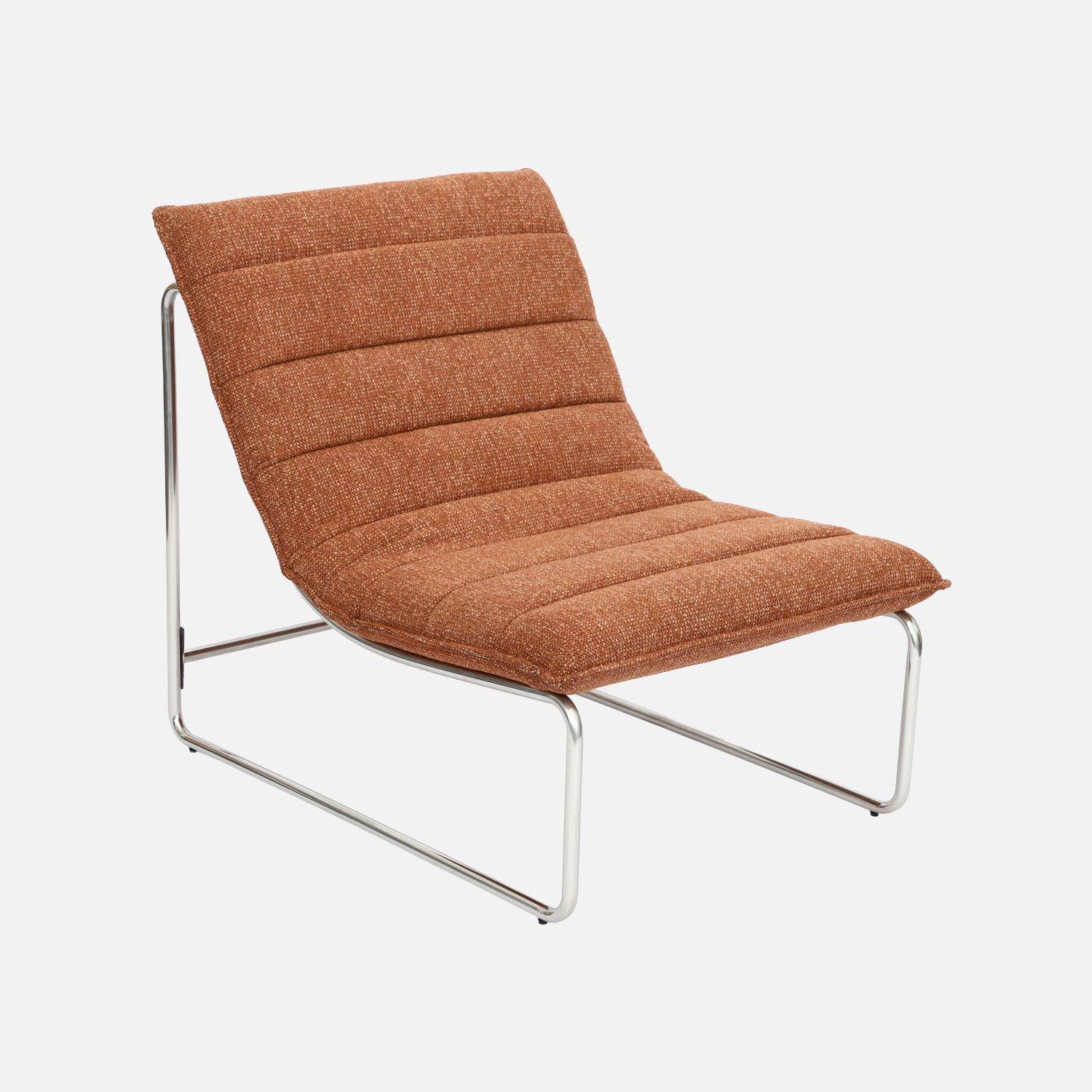 Fauteuil relax tissu chenille armature chromée terracotta - Silver Photo2