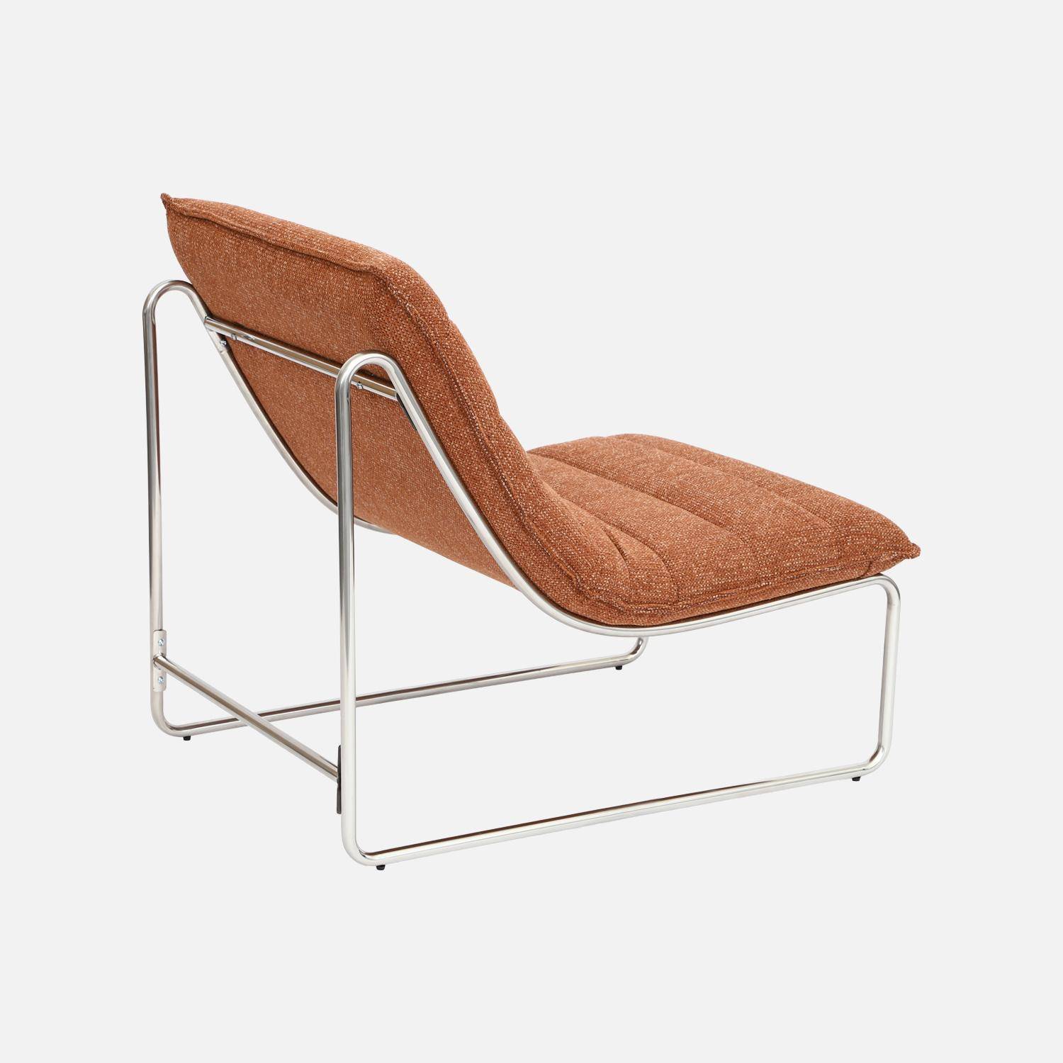 Fauteuil relax tissu chenille armature chromée terracotta - Silver Photo4