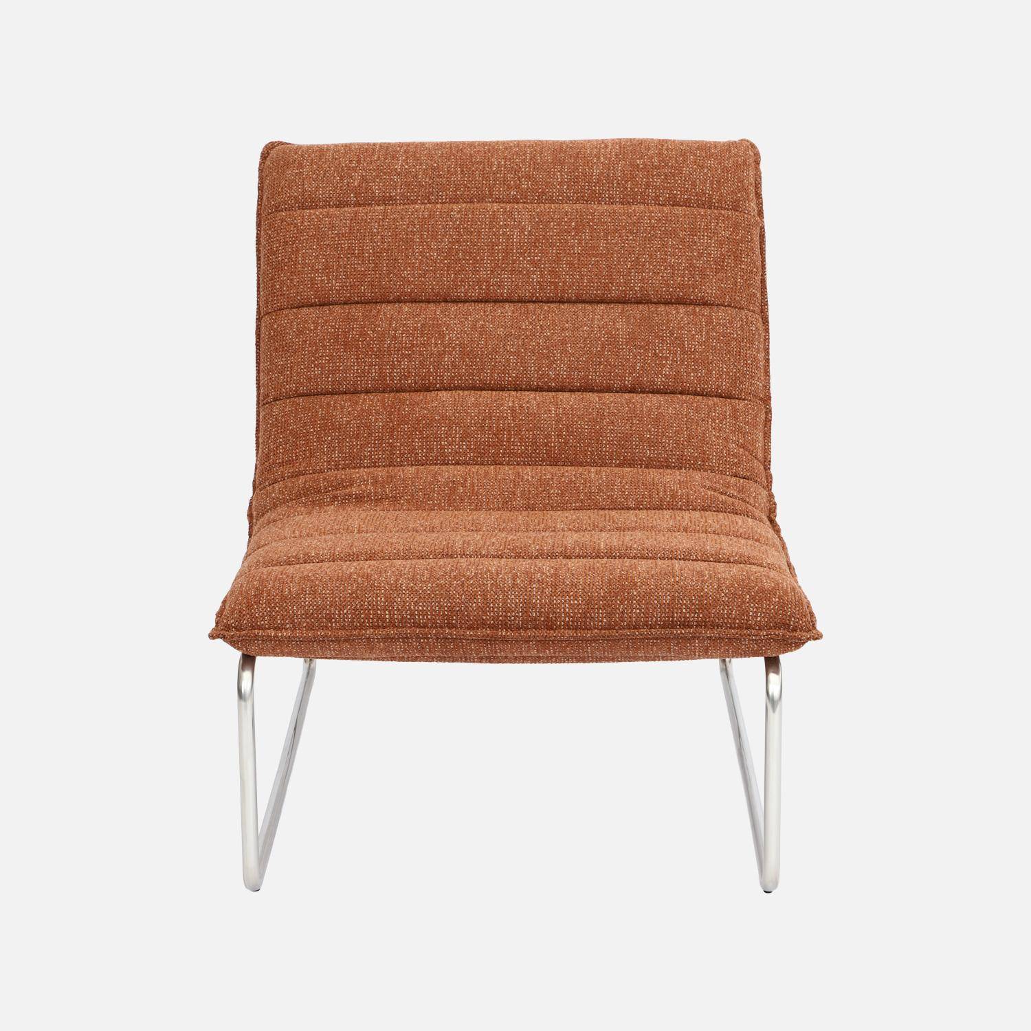 Fauteuil relax tissu chenille armature chromée terracotta - Silver,sweeek,Photo3