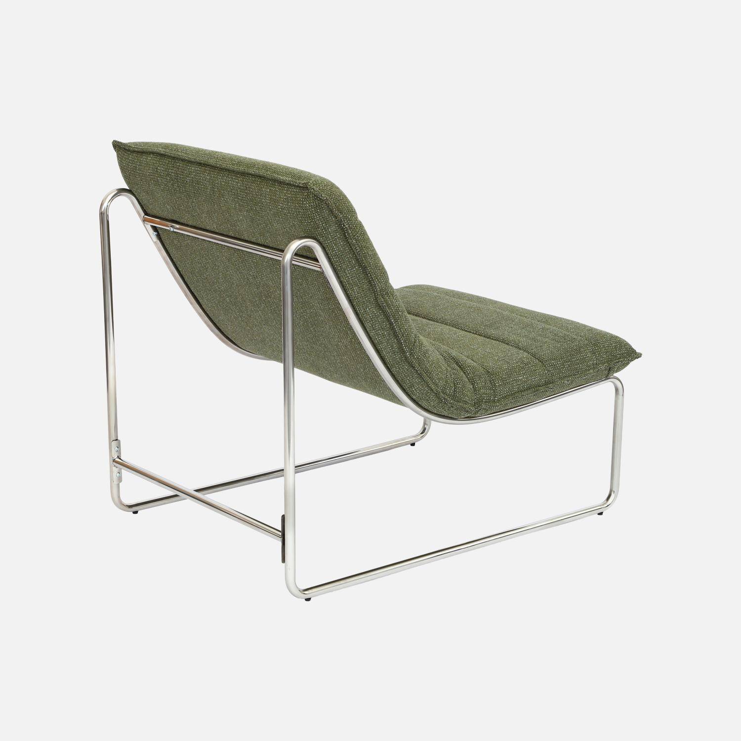 Sillón de tela chenilla con estructura cromada, Silver, Verde, 67x82x76 cm Photo5