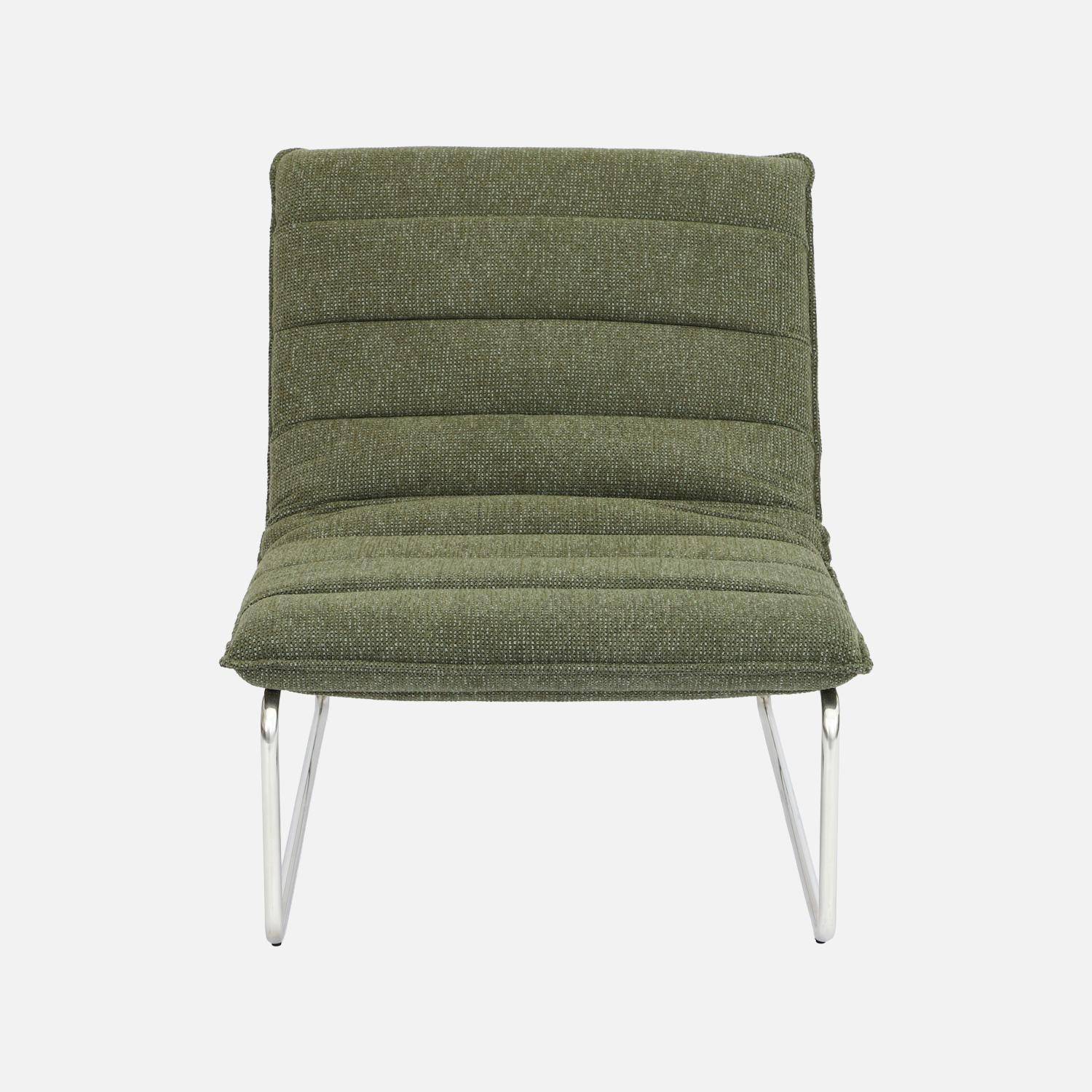 Sillón de tela chenilla con estructura cromada, Silver, Verde, 67x82x76 cm Photo3