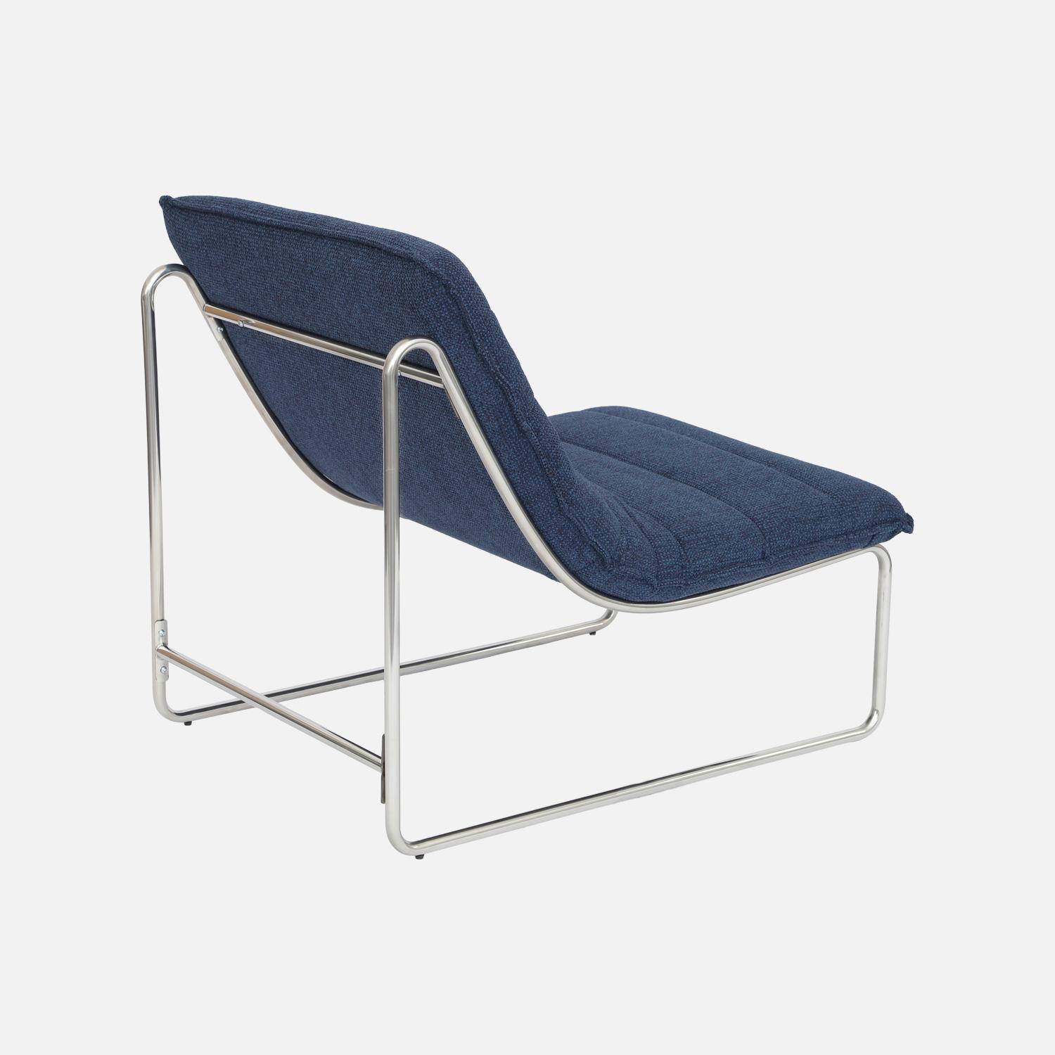 Sillón de tela chenilla con estructura cromada, Silver, Azul, 67x82x76 cm,sweeek,Photo5