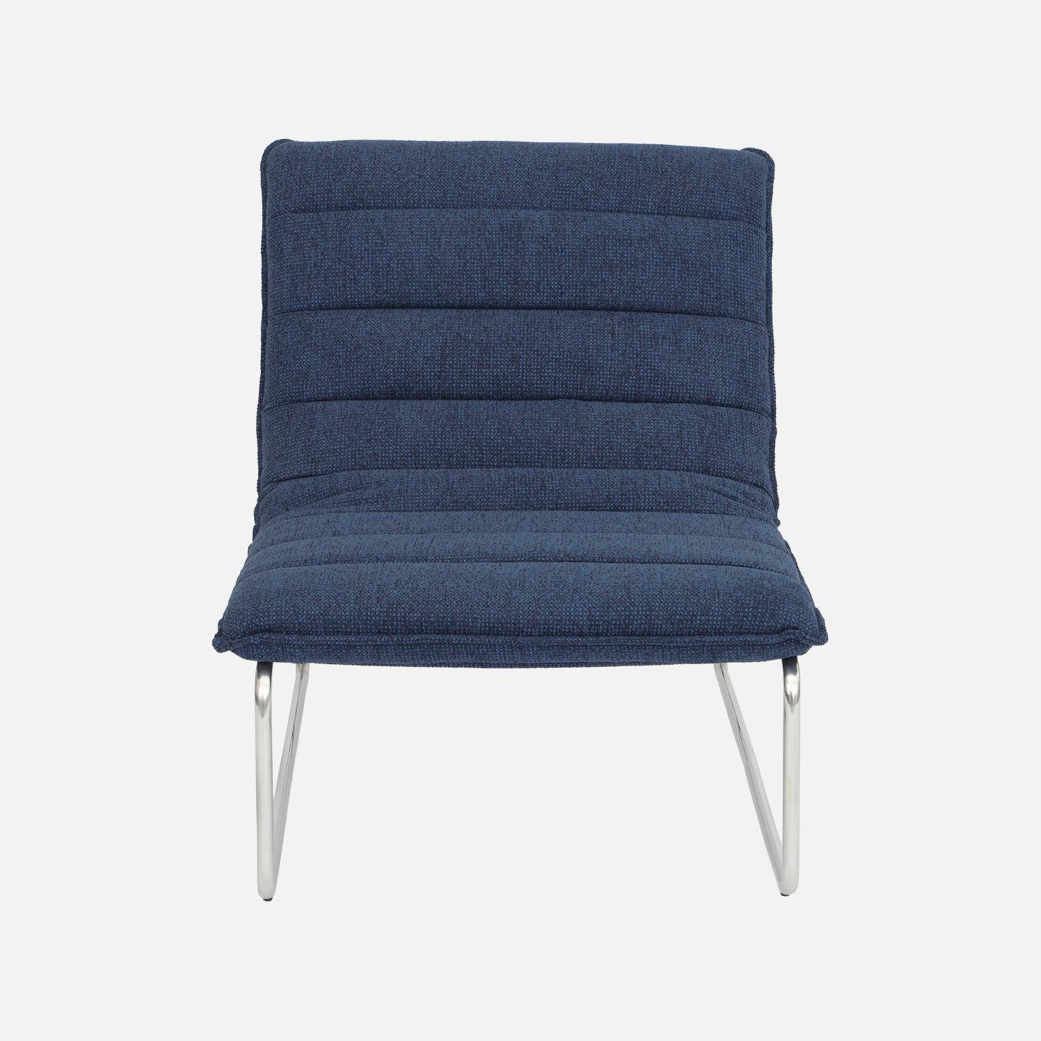 Sillón de tela chenilla con estructura cromada, Silver, Azul, 67x82x76 cm Photo3