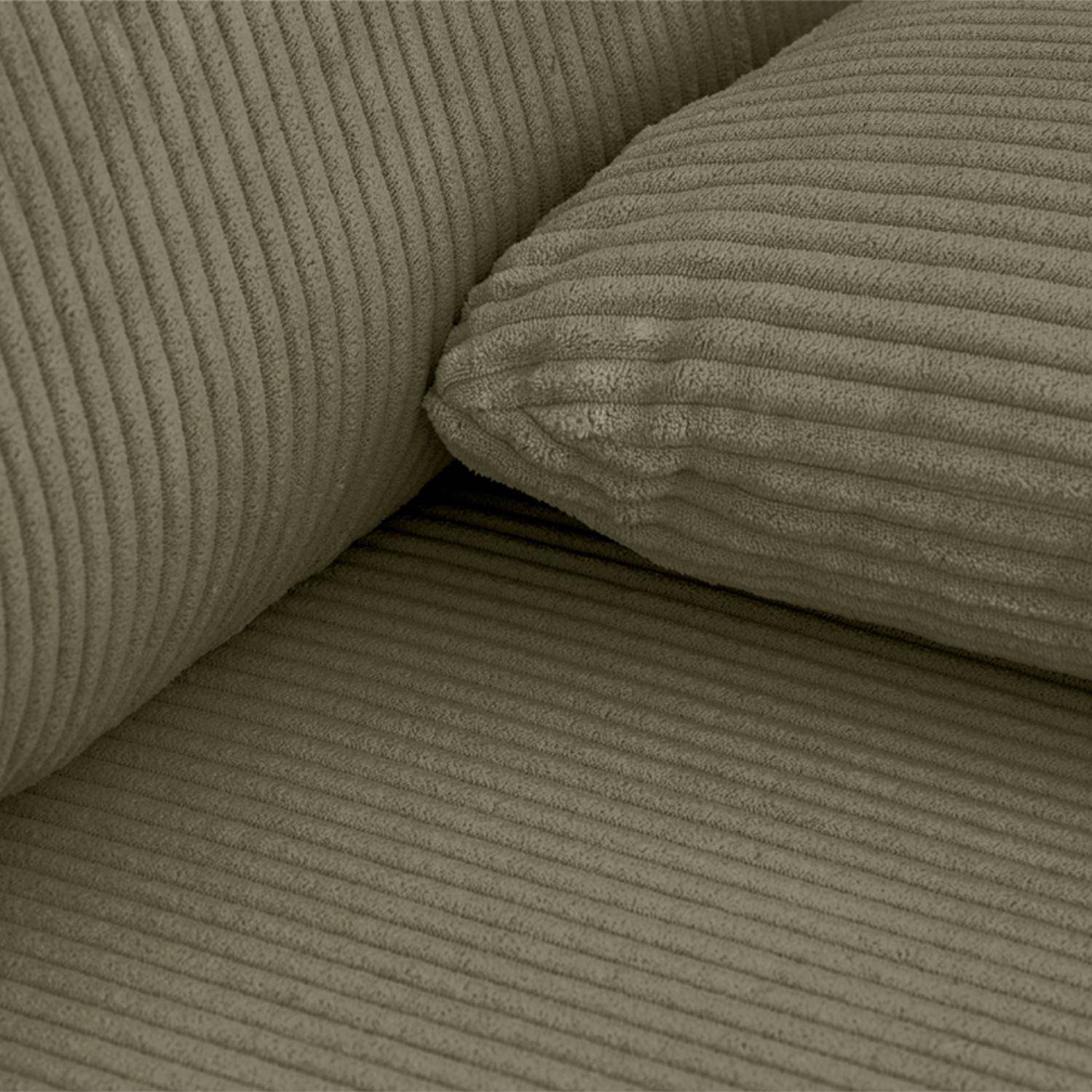 Banquette canapé d'angle droit convertible 3 places velours côtelé avec coffre kaki - Nelson Photo6