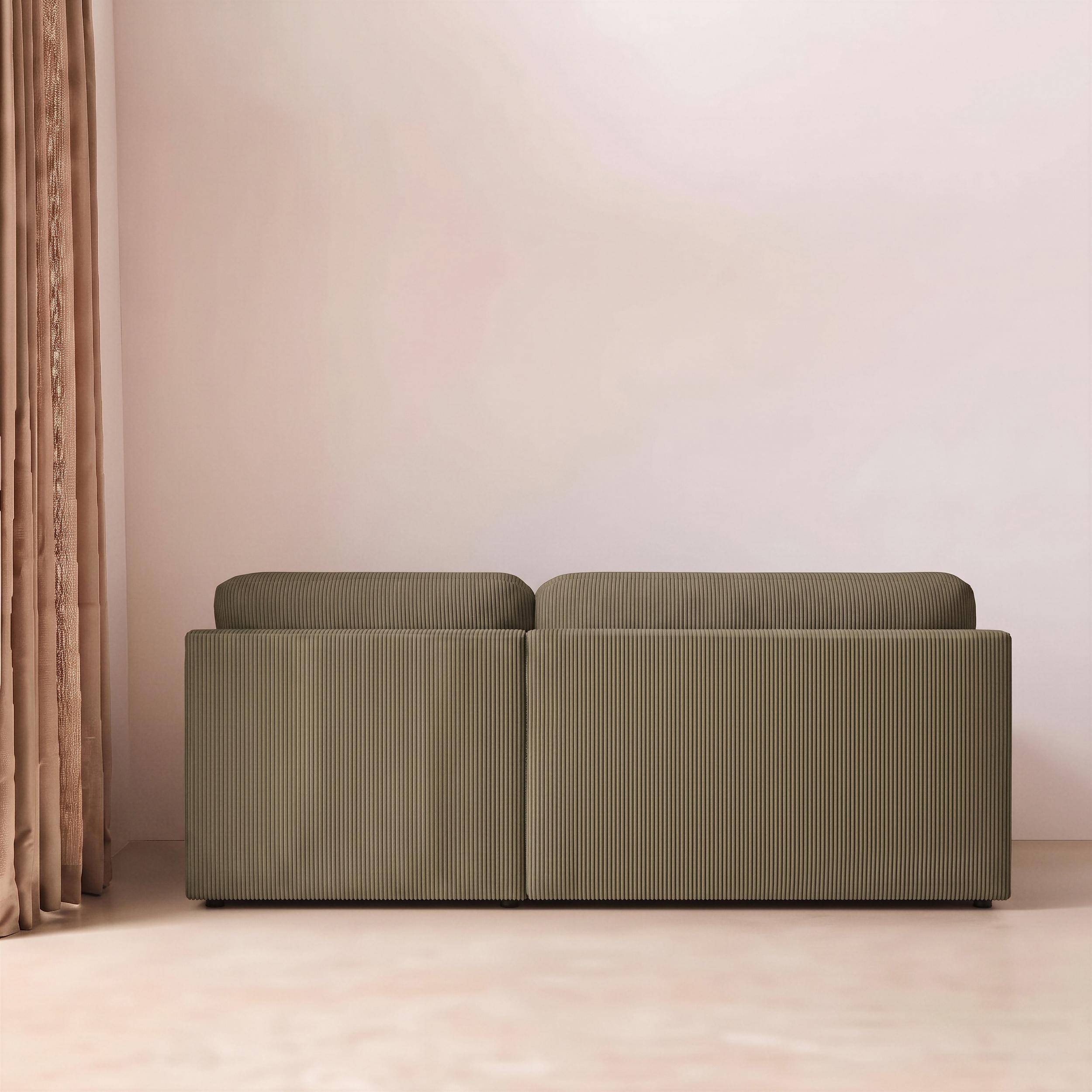 3-Sitzer Ecksofa mit Schlaffunktion, Stauraum und Cordbezug, Ecke rechts khaki - Nelson,sweeek,Photo4