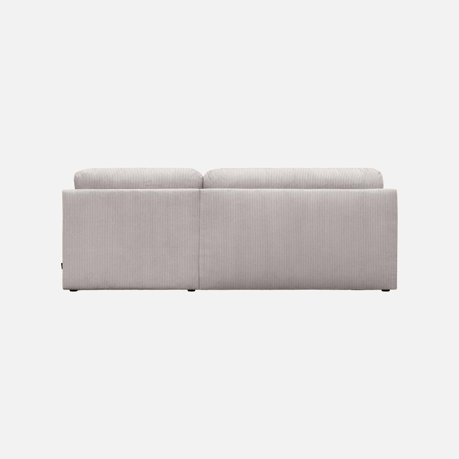 Banquette canapé d'angle droit convertible 3 places velours côtelé avec coffre greige - Nelson Photo3