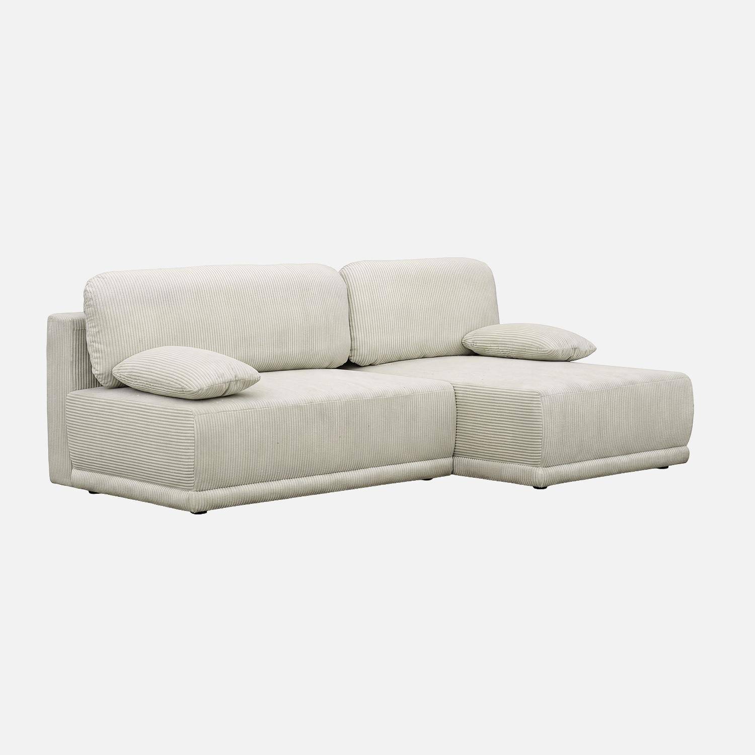 Banquette canapé d'angle droit convertible 3 places velours côtelé avec coffre greige - Nelson,sweeek,Photo2