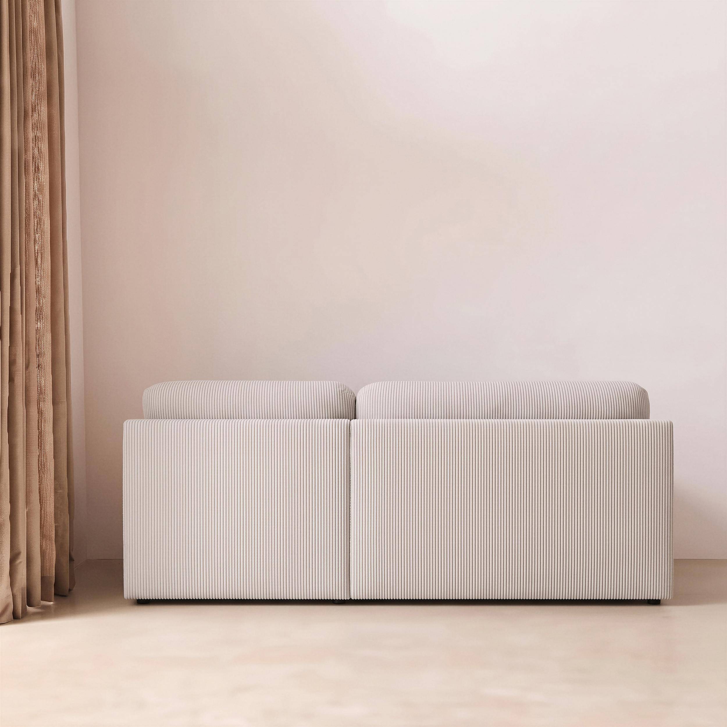 Banquette canapé d'angle droit convertible 3 places velours côtelé avec coffre greige - Nelson,sweeek,Photo4