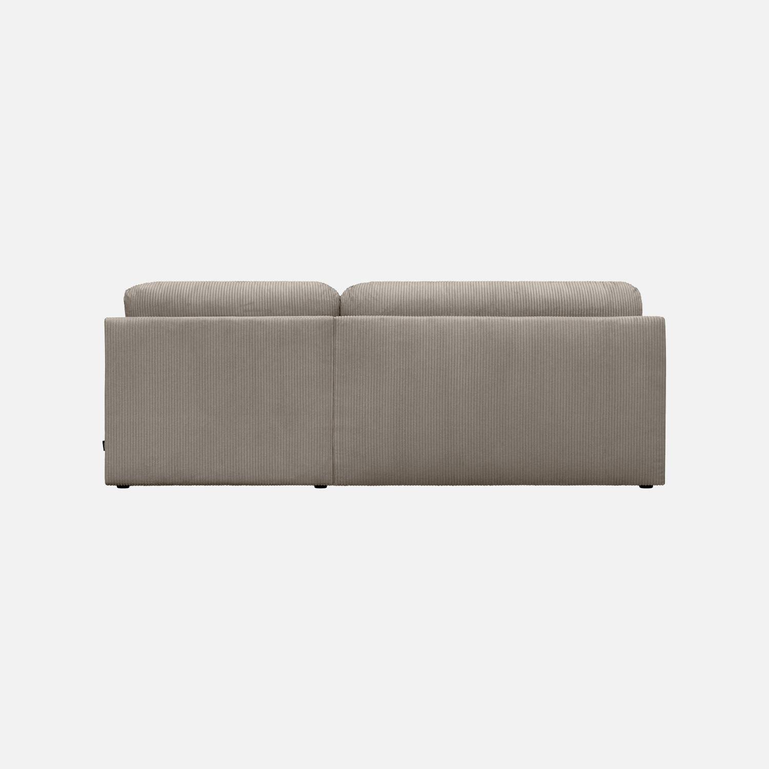 Banquette canapé d'angle droit convertible 3 places velours côtelé avec coffre taupe - Nelson Photo4