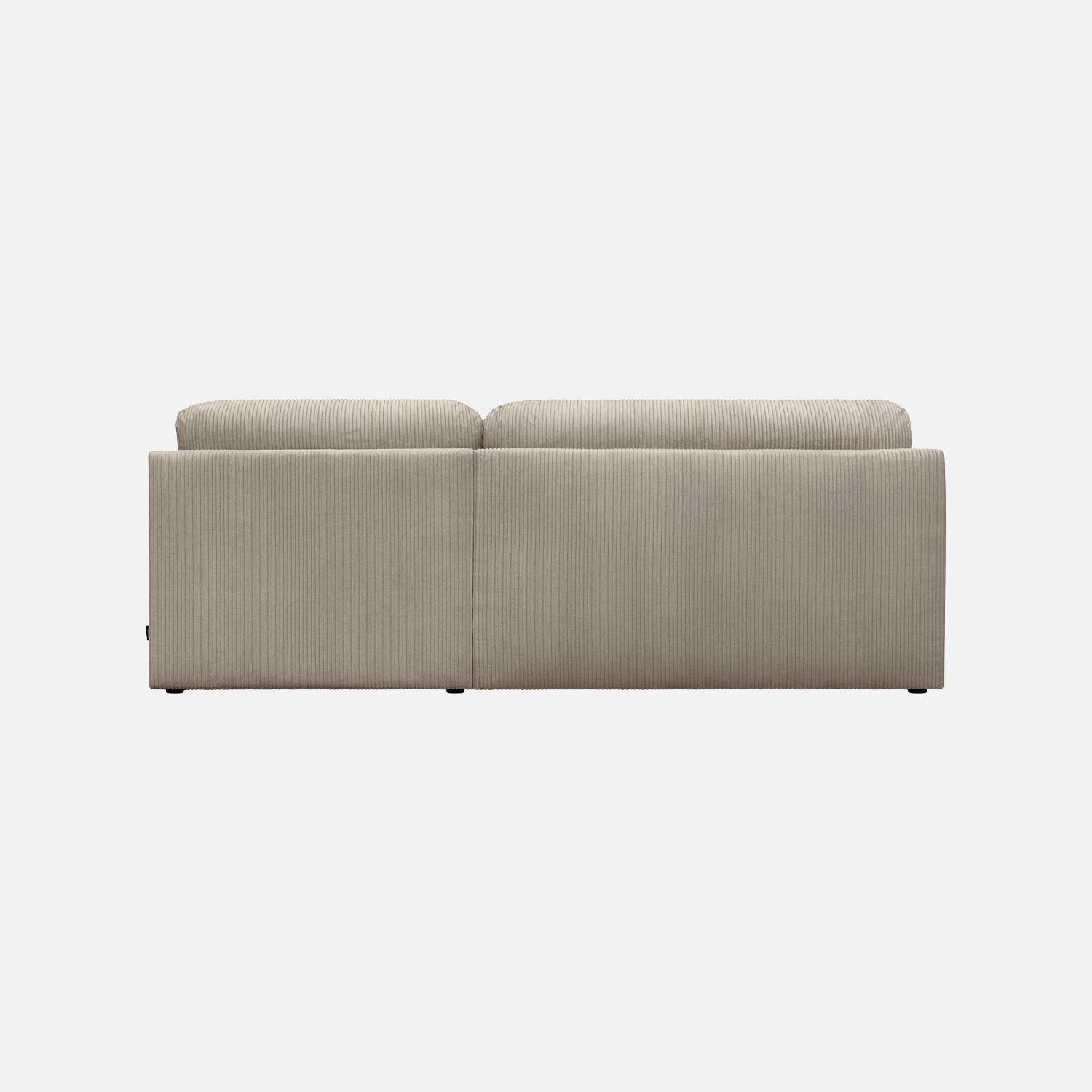 Banquette canapé d'angle droit convertible 3 places velours côtelé avec coffre taupe - Nelson Photo3