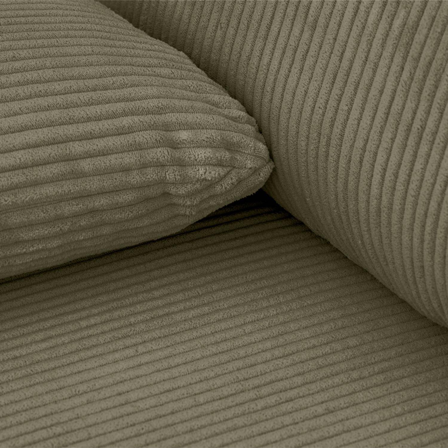 Banquette canapé d'angle gauche convertible 3 places velours côtelé avec coffre kaki - Nelson Photo6