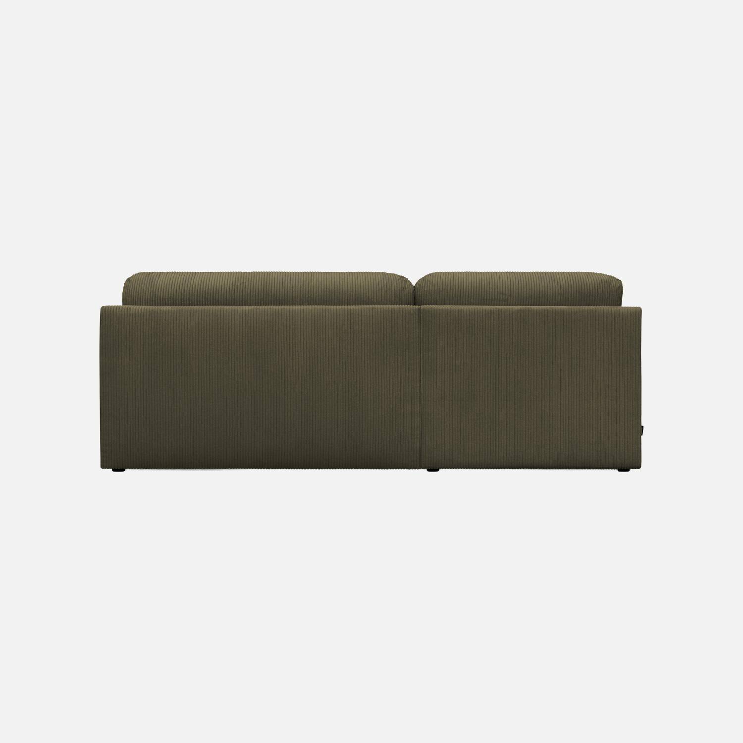 Banquette canapé d'angle gauche convertible 3 places velours côtelé avec coffre kaki - Nelson,sweeek,Photo4