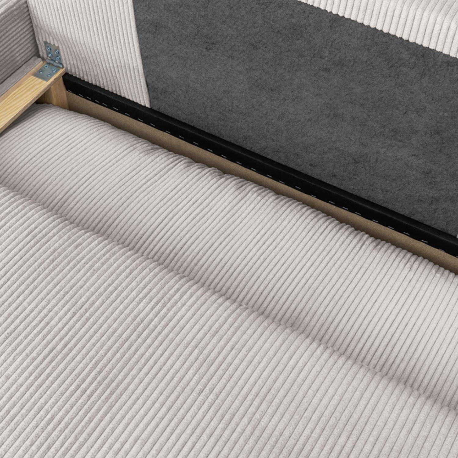 Banquette canapé d'angle gauche convertible 3 places velours côtelé avec coffre greige - Nelson Photo5
