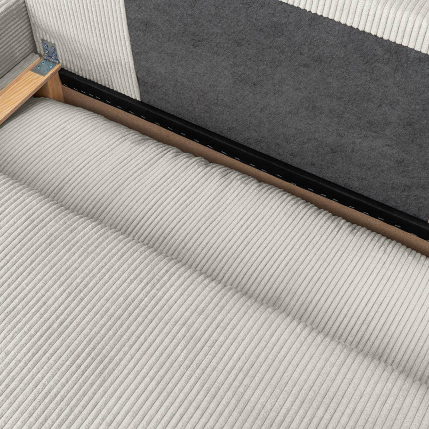 Linker hoekzetel 3 zitplaatsen corduroy, slaapzetel met opbergruimte greige - Nelson Photo6