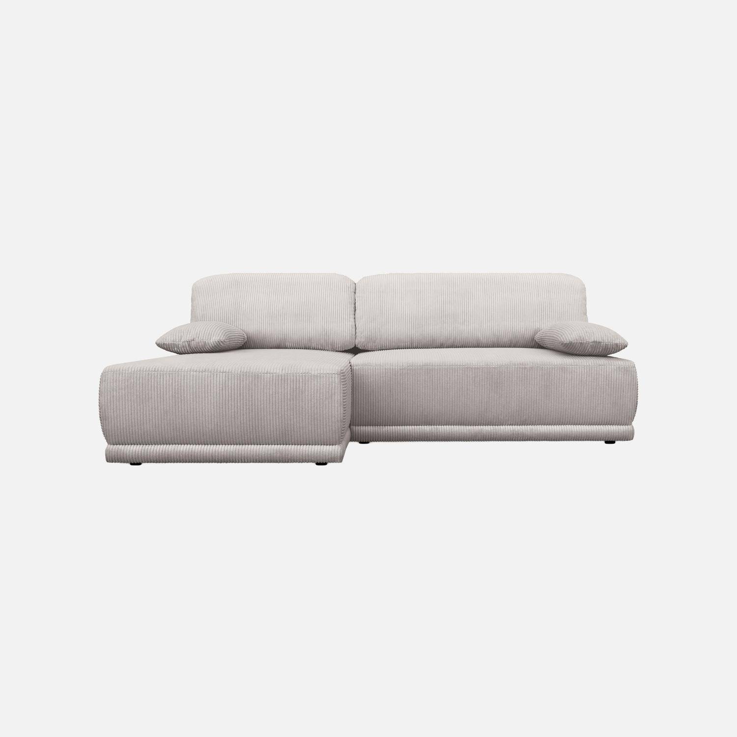 Banquette canapé d'angle gauche convertible 3 places velours côtelé avec coffre greige - Nelson,sweeek,Photo2