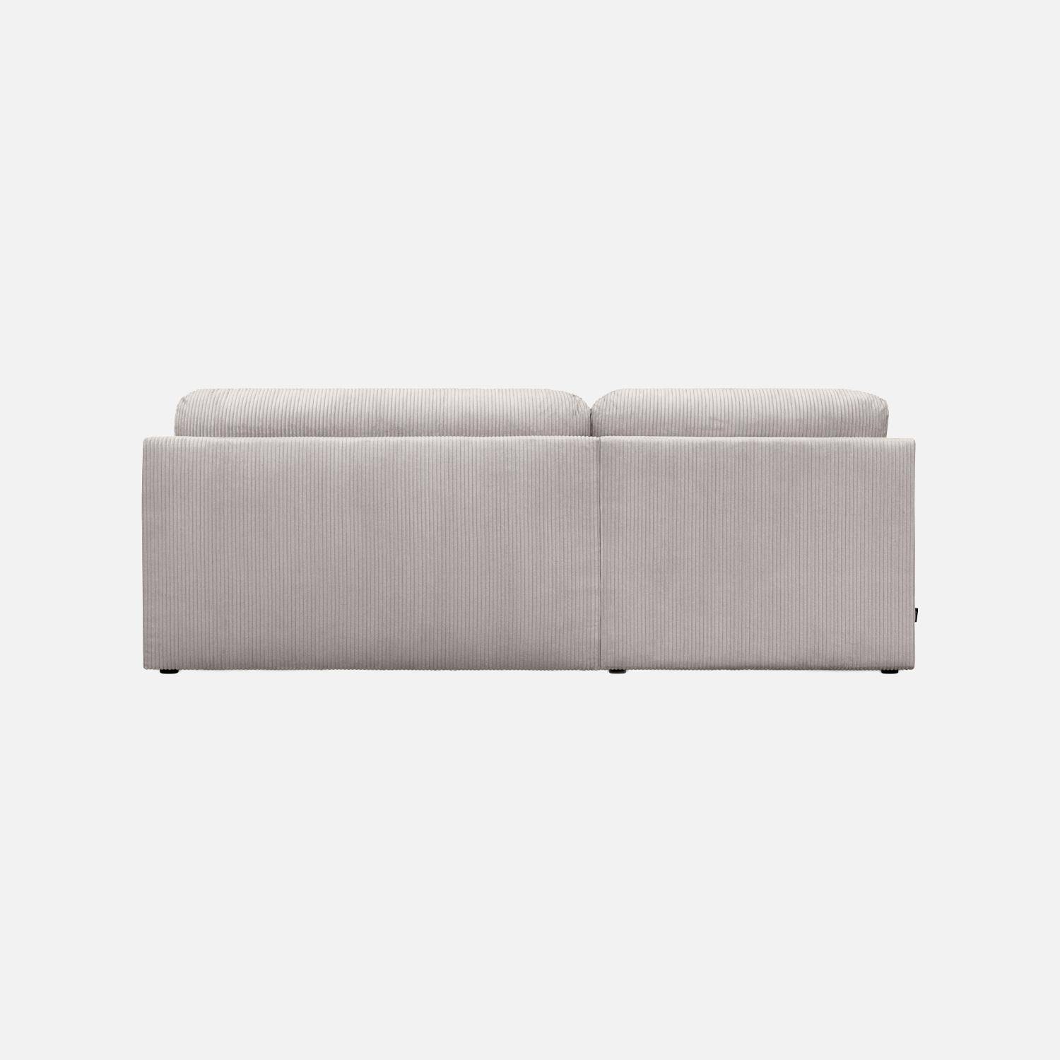 Banquette canapé d'angle gauche convertible 3 places velours côtelé avec coffre greige - Nelson Photo3