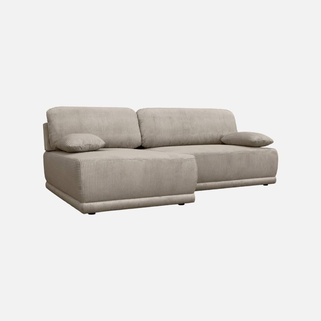 Canapé d'angle gauche convertible 3 places velours coffre taupe