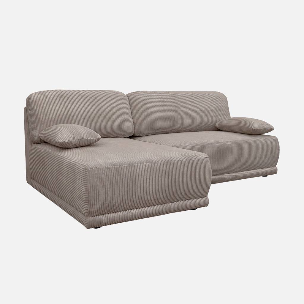 Canapé d'angle gauche convertible 3 places velours coffre taupe