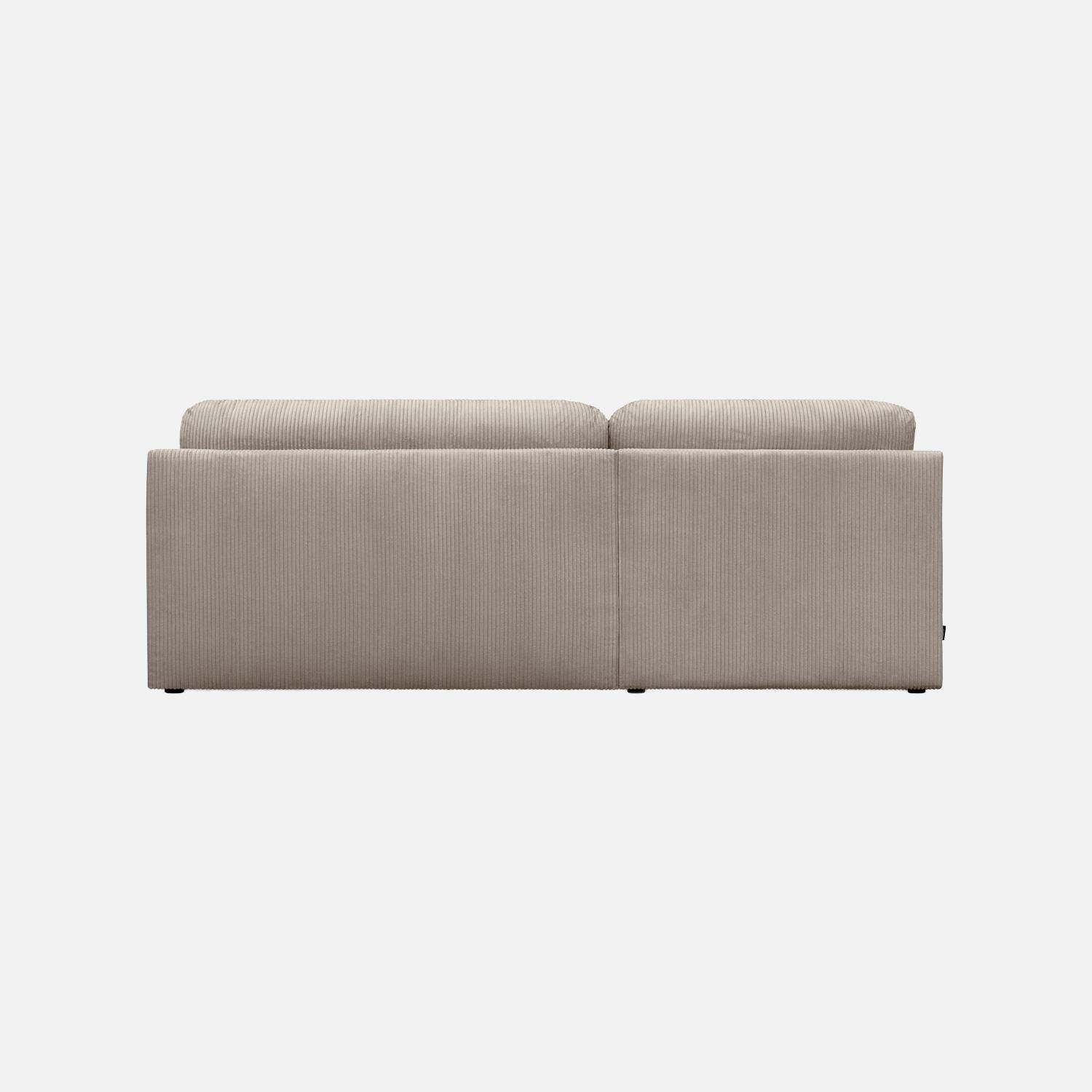 Banquette canapé d'angle gauche convertible 3 places velours côtelé avec coffre taupe - Nelson Photo3