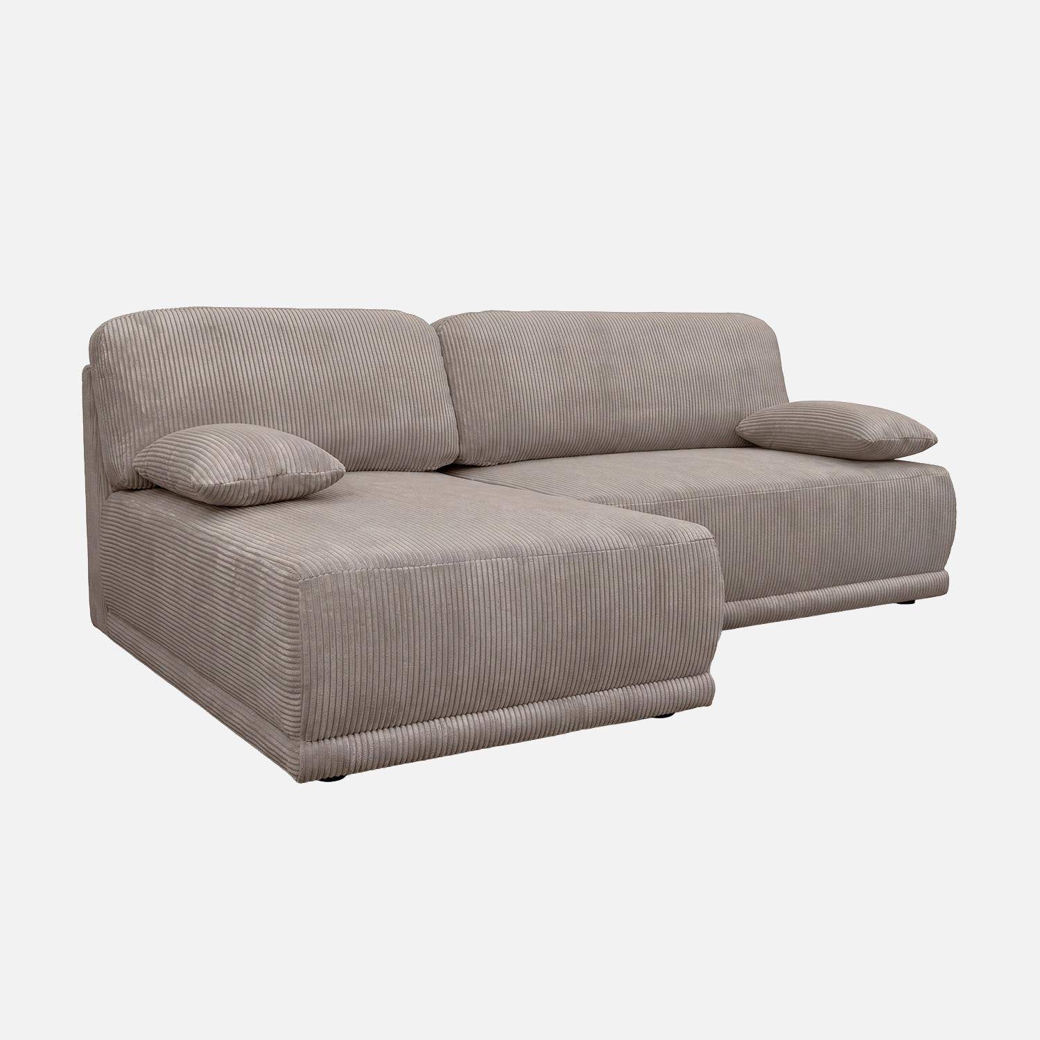 Banquette canapé d'angle gauche convertible 3 places velours côtelé avec coffre taupe - Nelson,sweeek,Photo2