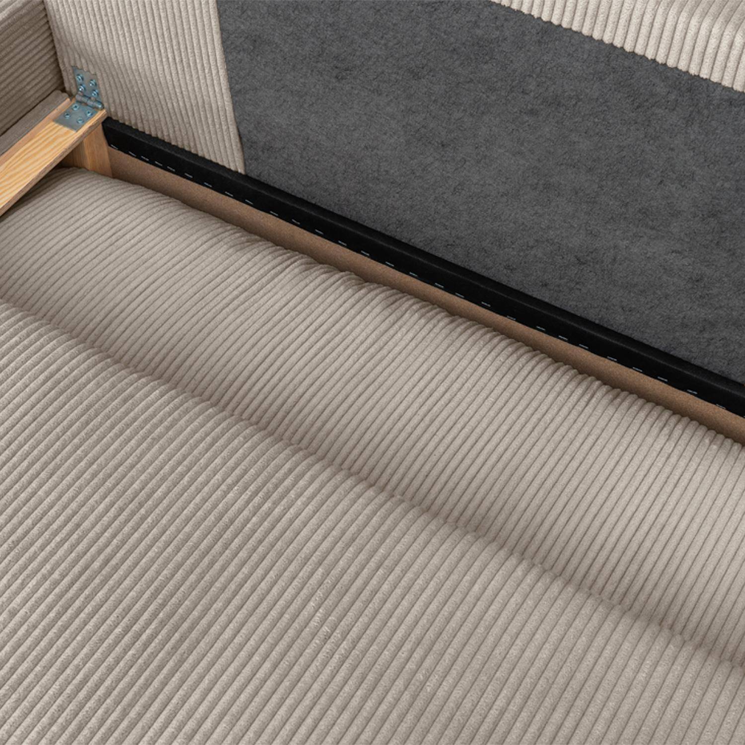 Banquette canapé d'angle gauche convertible 3 places velours côtelé avec coffre taupe - Nelson Photo5