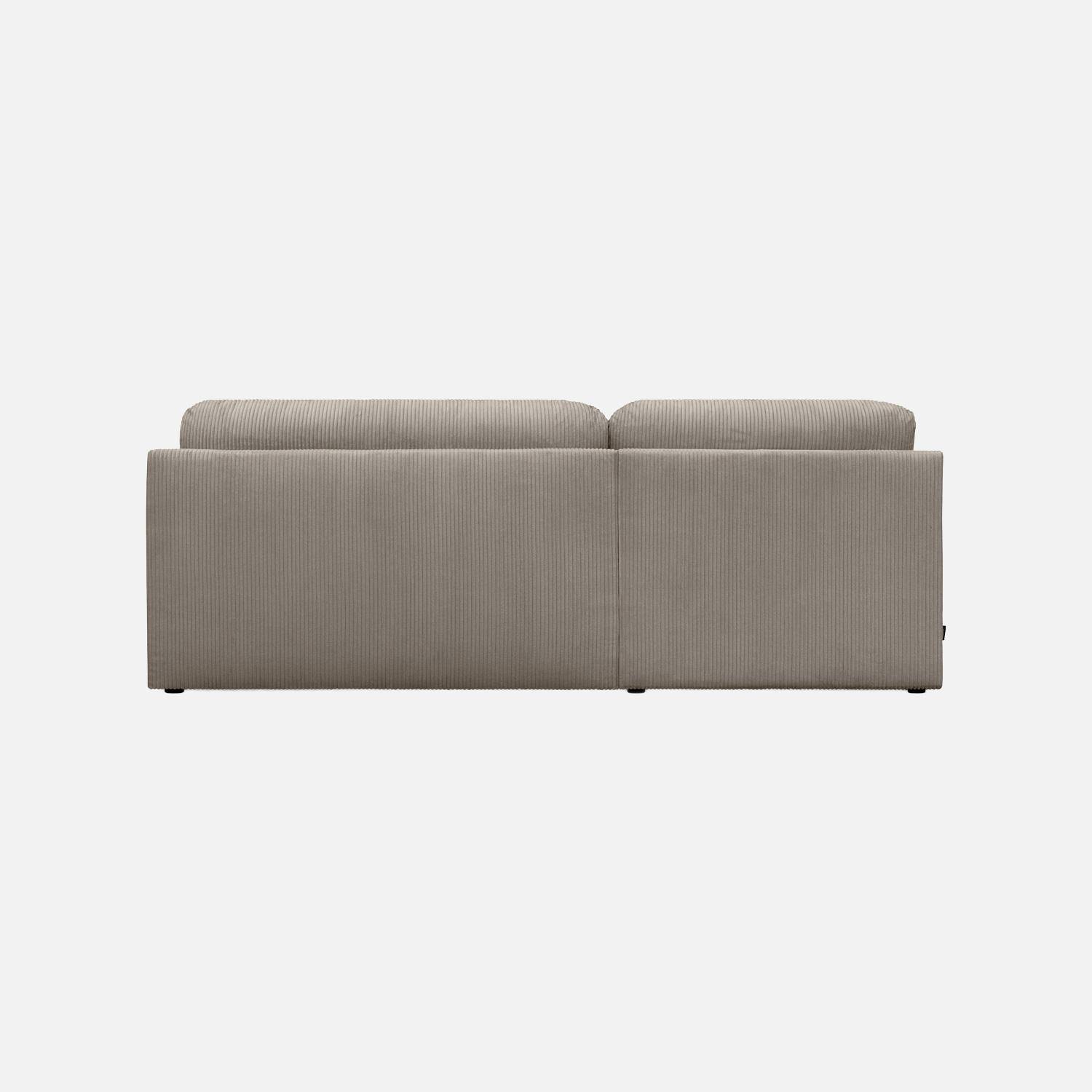 Banquette canapé d'angle gauche convertible 3 places velours côtelé avec coffre taupe - Nelson Photo4