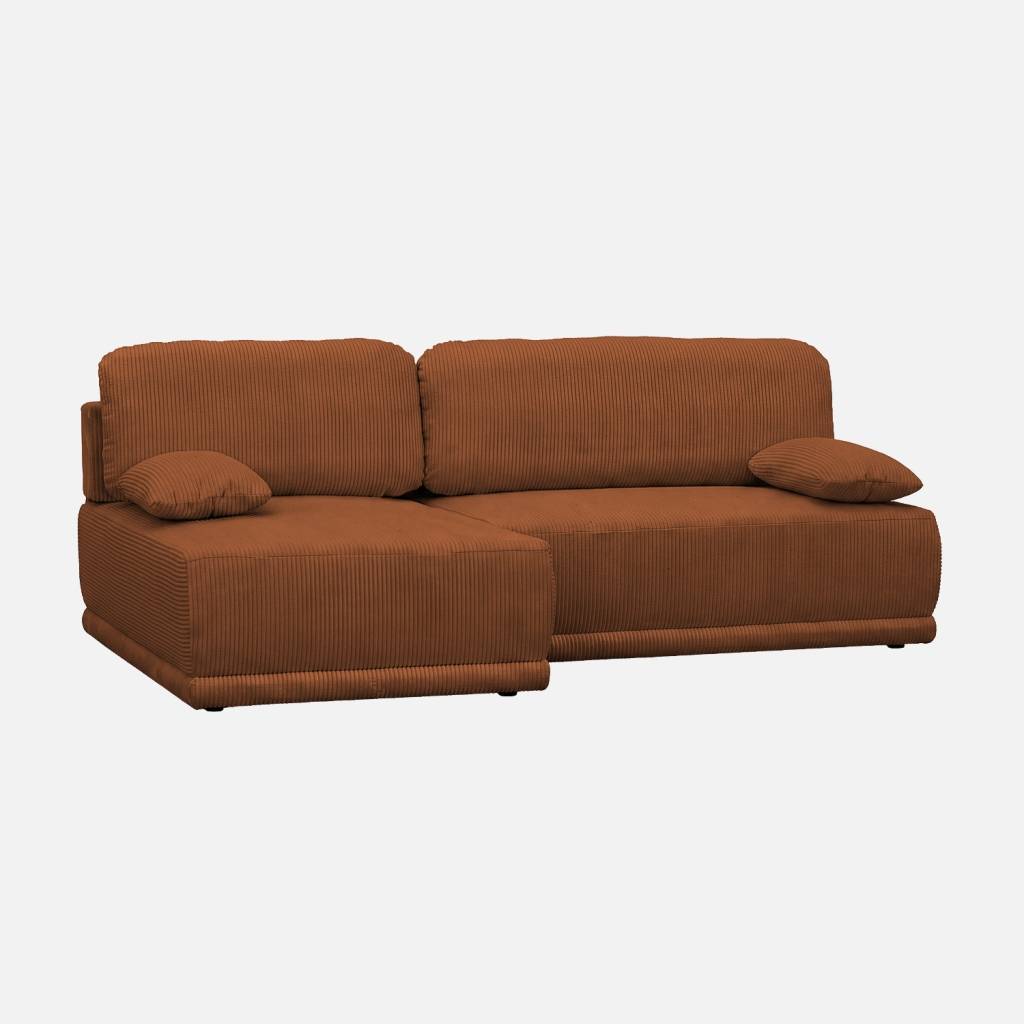 Canapé d'angle gauche convertible 3 places velours coffre brique