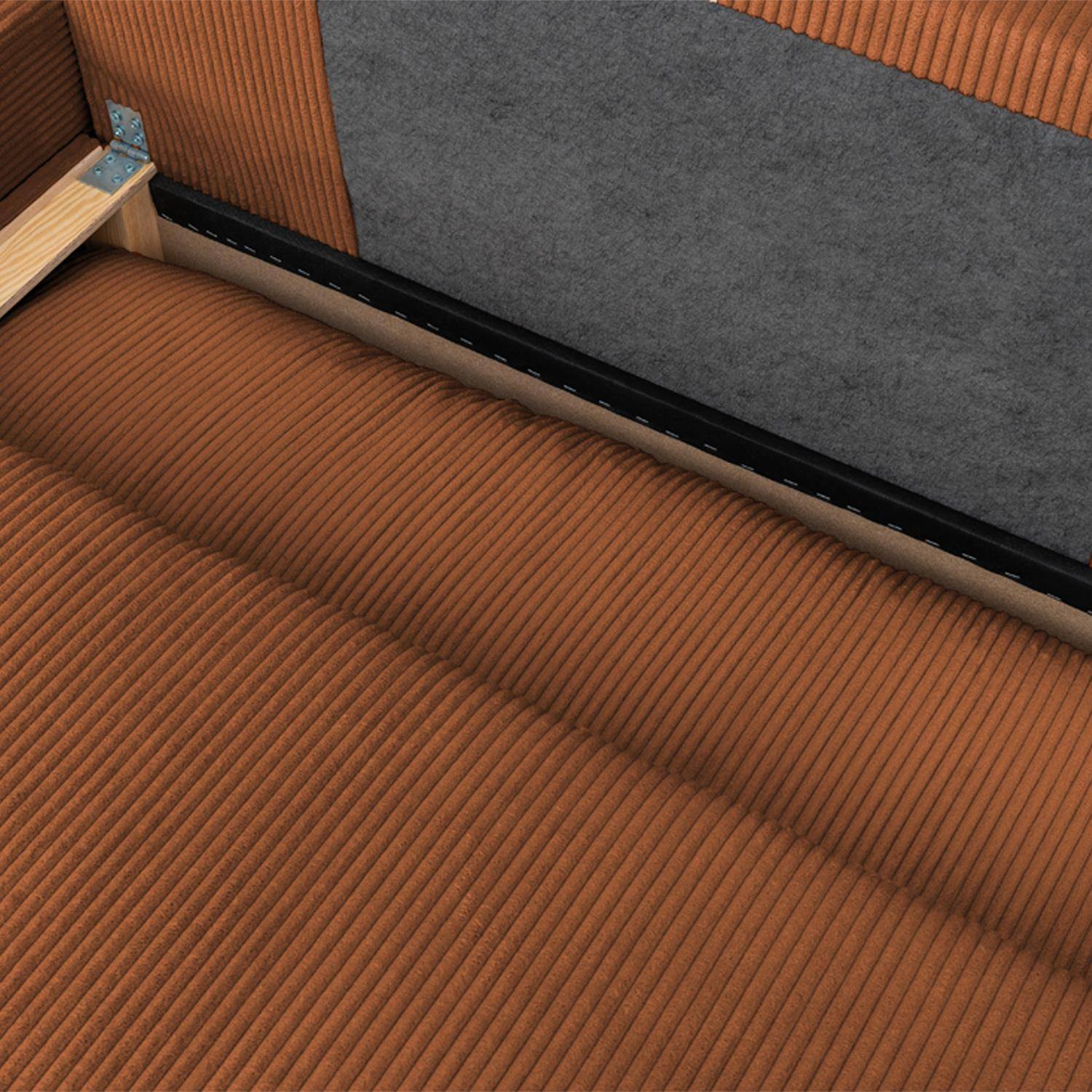 Banquette canapé d'angle gauche convertible 3 places velours côtelé avec coffre brique - Nelson,sweeek,Photo6